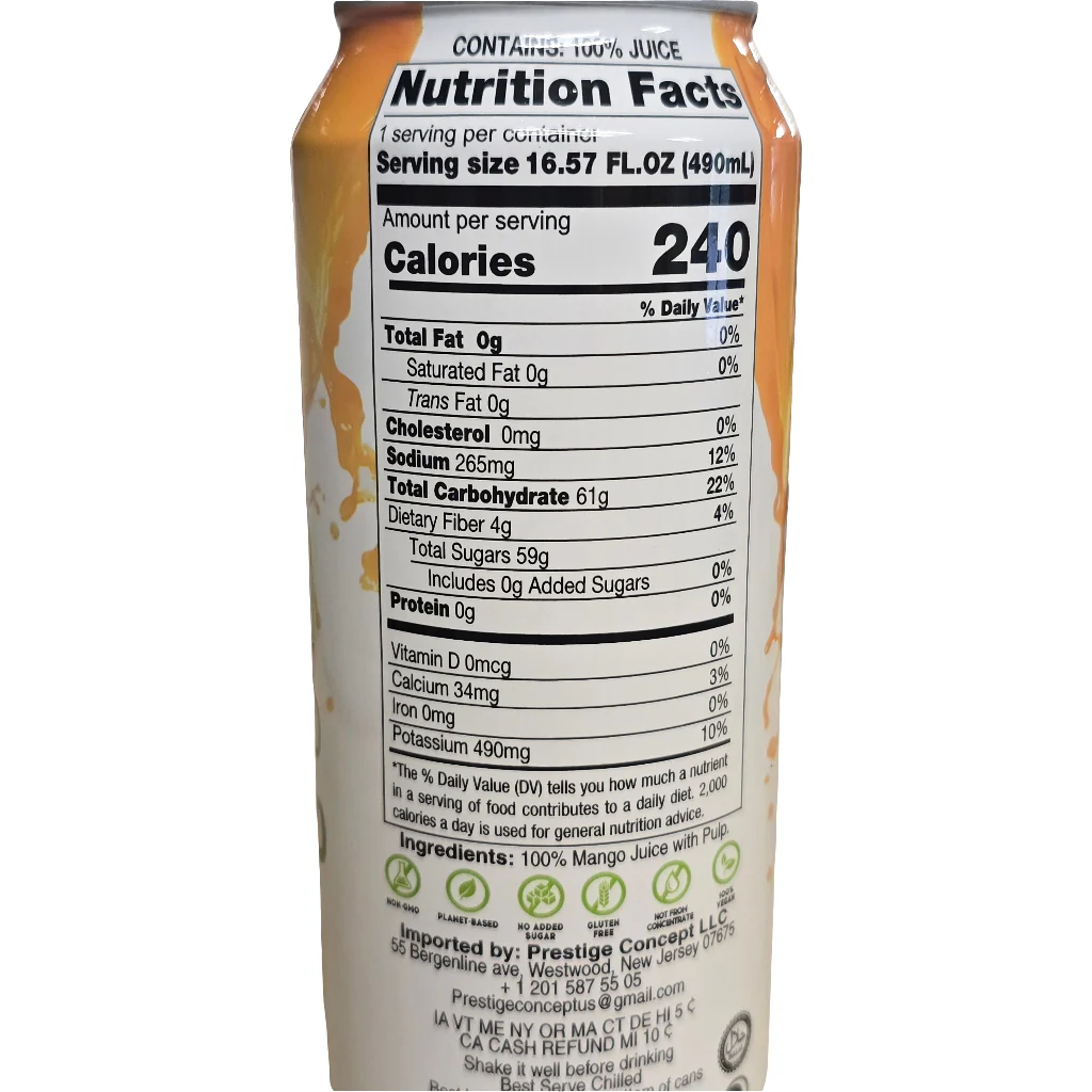 American Drop 100%  Mango Juice with pulp 490 ml - Image 2