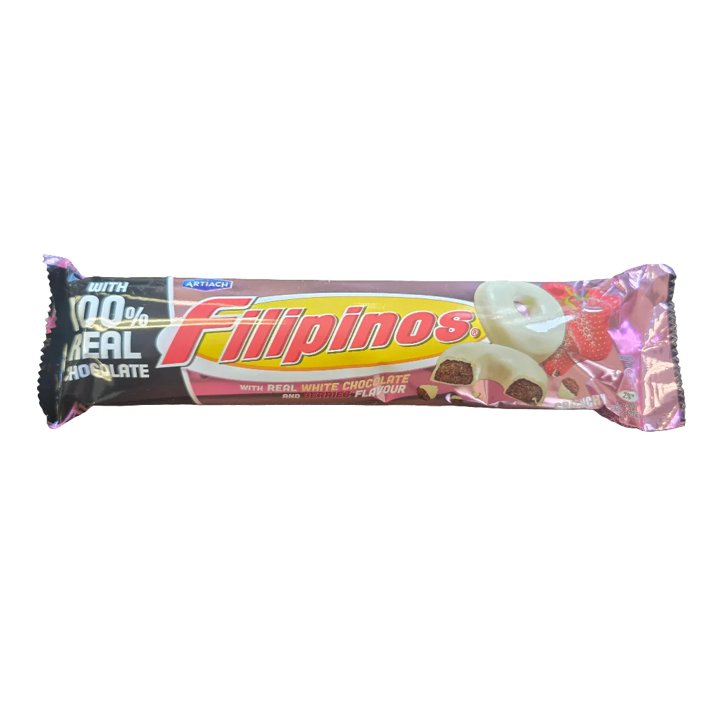 Artiach Filipinos Berries Flavor Ring Biscuit White Chocolate Coated 118 g