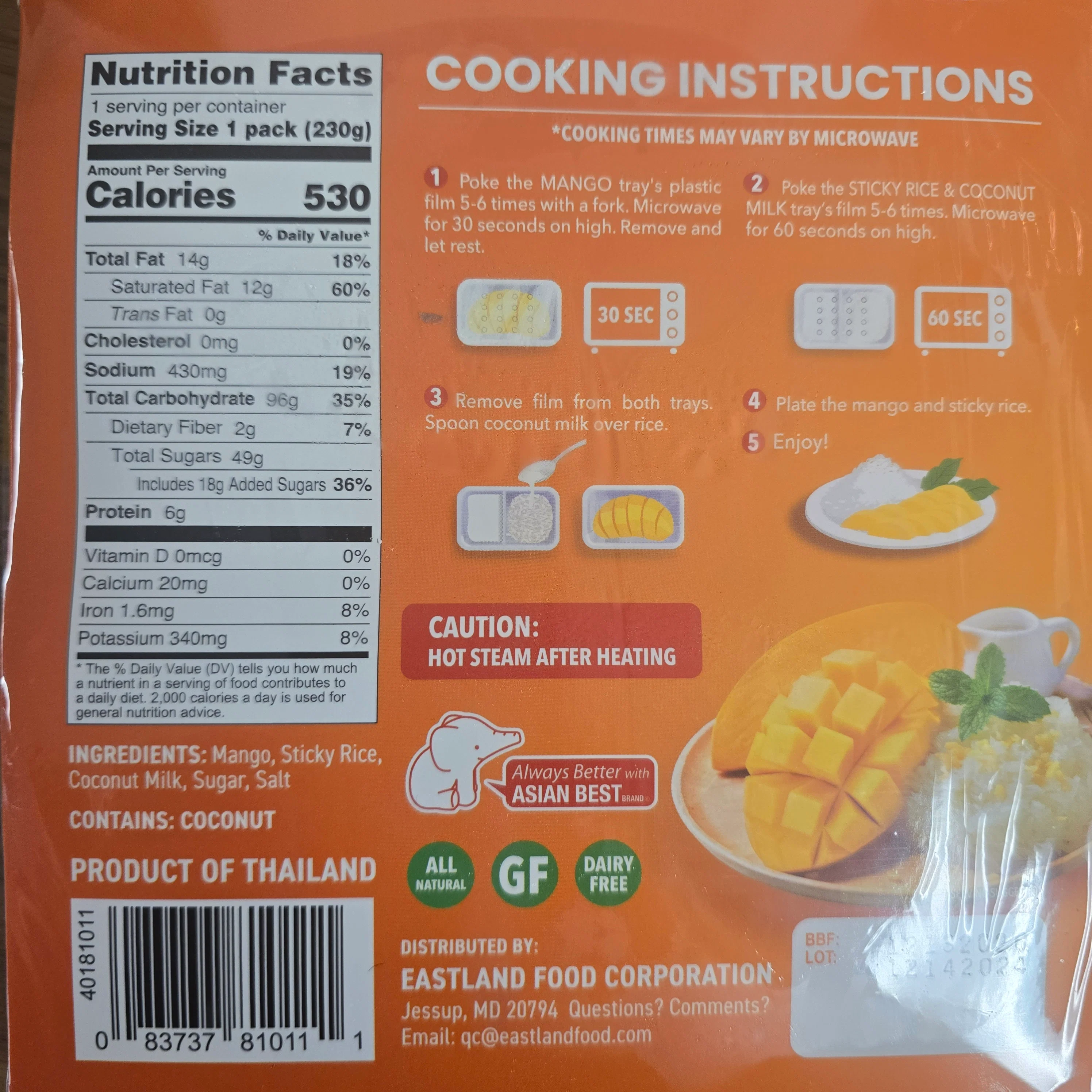 Asian Best Frozen Mango Sticky Rice with Coconut Milk 230 g -Store Pick-Up Only - Image 2