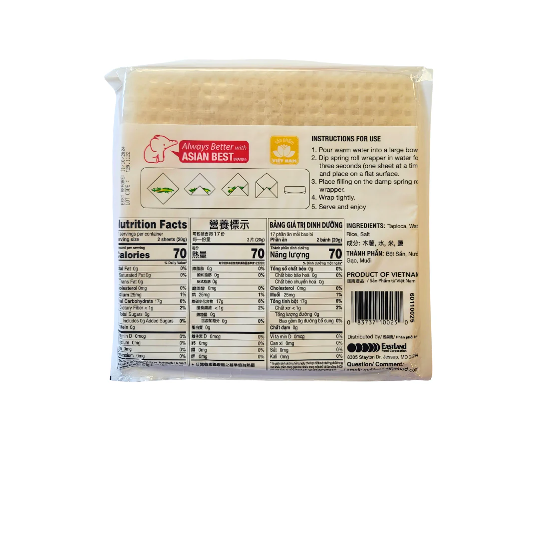 Asian Best Vietnamese Spring Roll Wrapper 22 cm (Square) 12 Oz - Image 2