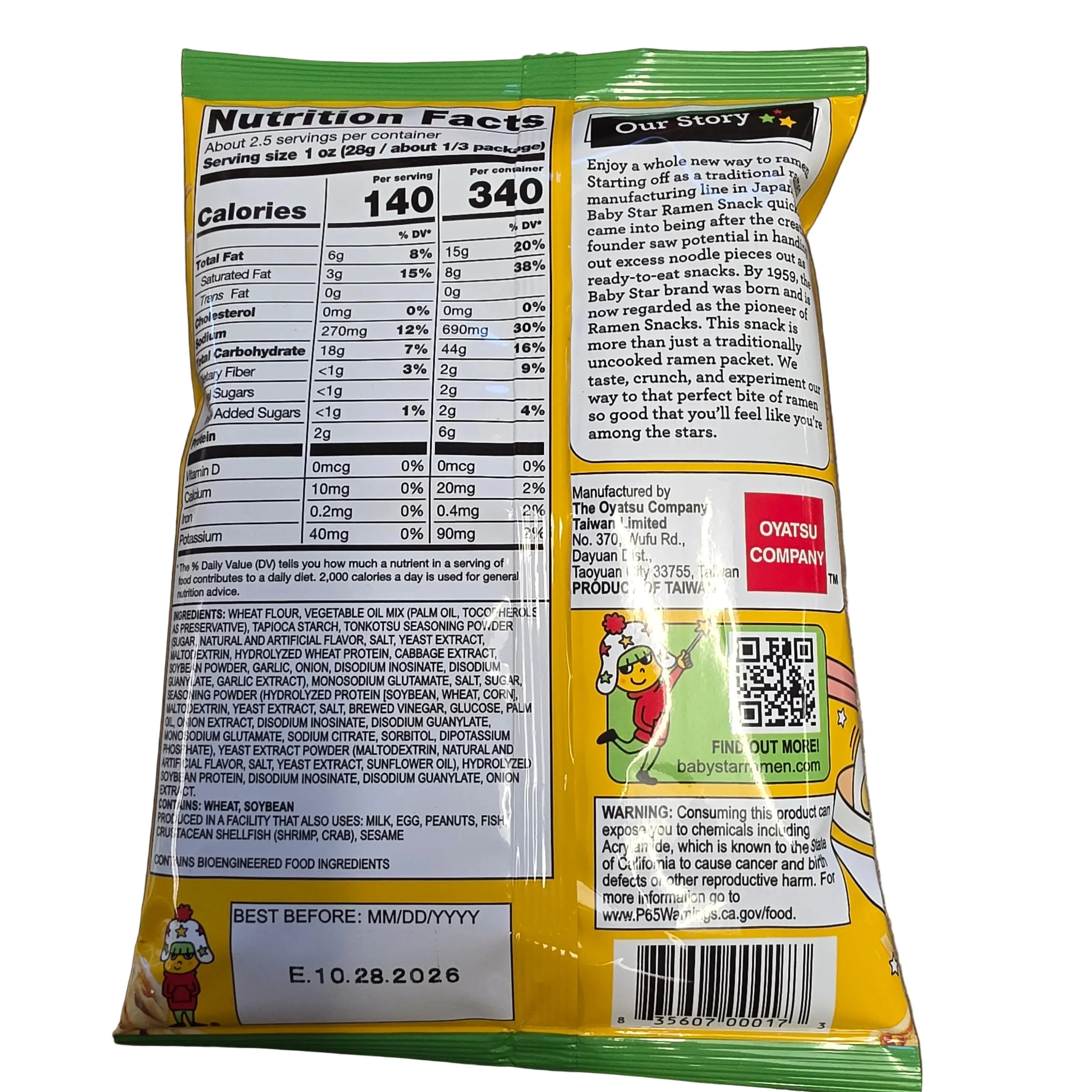 Baby Star Crunchy Ramen Snack Tonkotsu  Flavor 70 g - Image 2