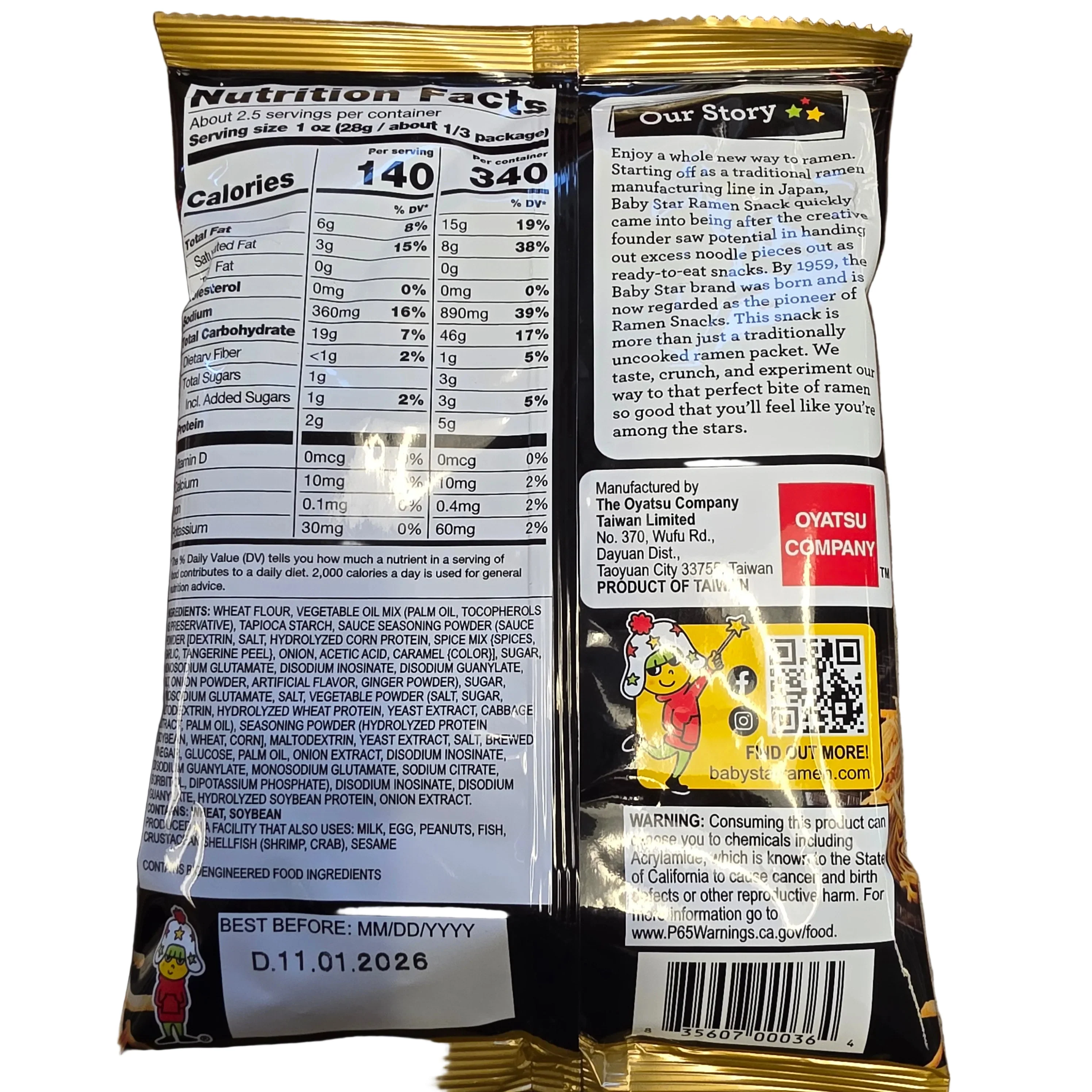 Baby Star Crunchy Ramen Snack Yakisoba Flavor 70g - Image 2