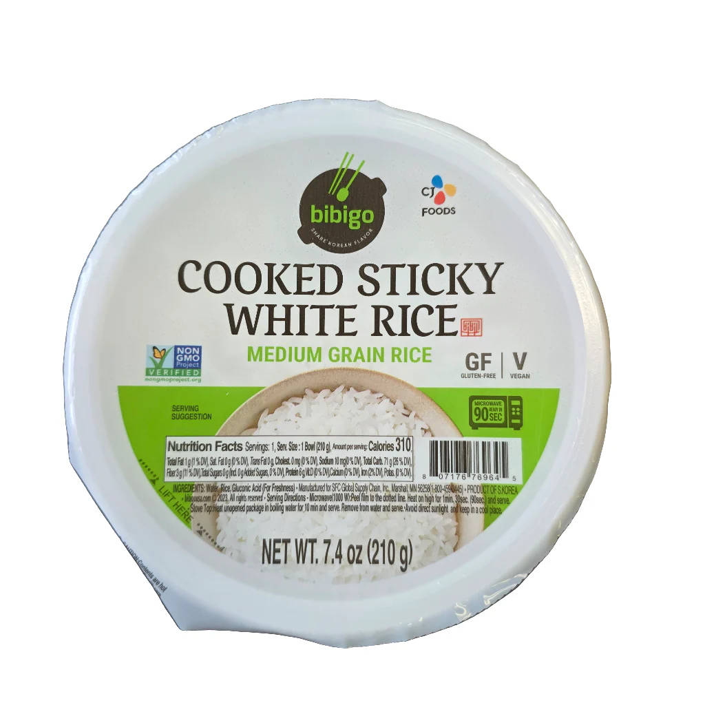 Bibigo Cooked Sticky White Rice 210 g (7.4 Oz)