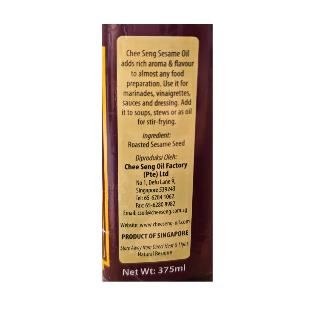 Chee Seng 100% Sesame Oil 375 ml - Image 2