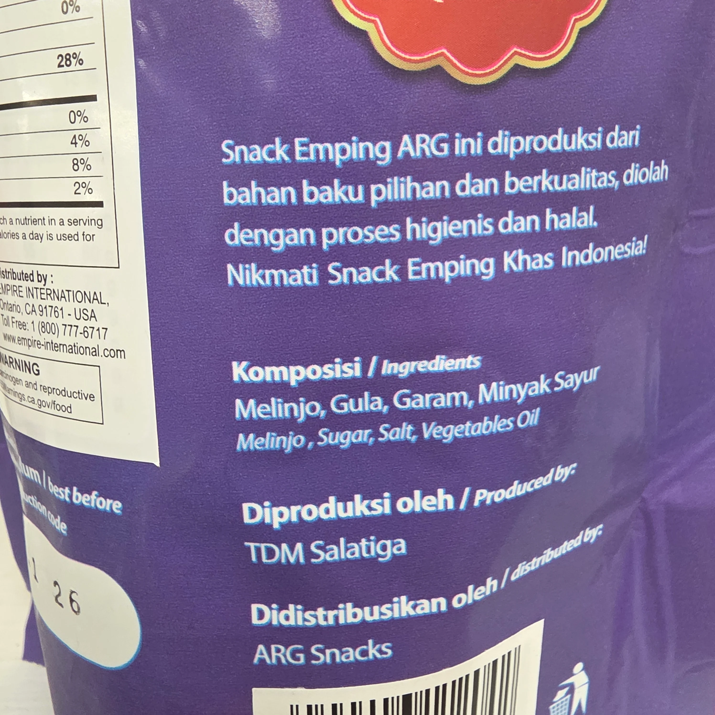 ARG Snacks Emping Manis(Padi Oat Crackers Sweet) 100 g - Image 3