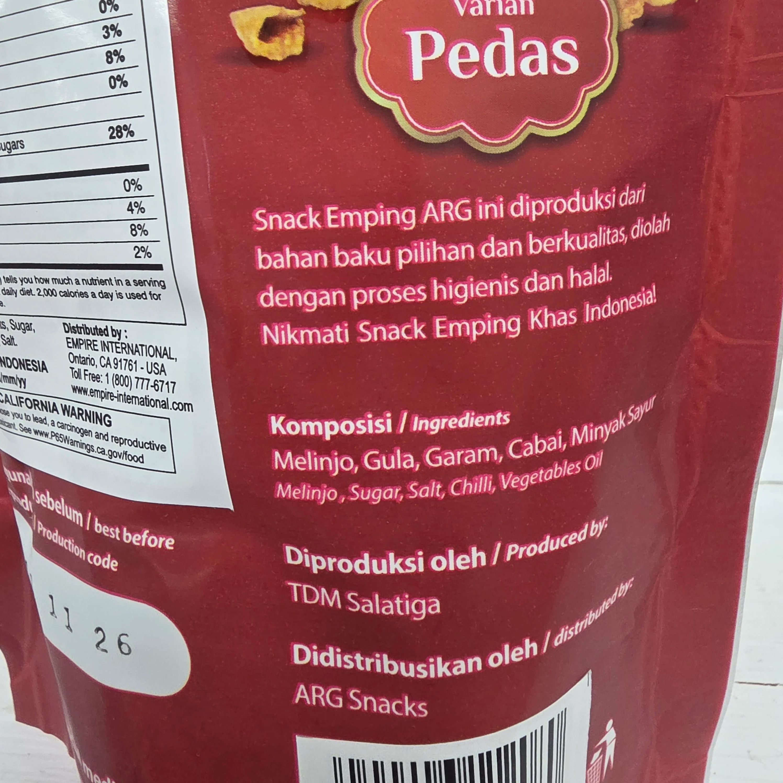 ARG Snacks Emping Pedas(Padi Oat Crackers Hot) 100 g - Image 3