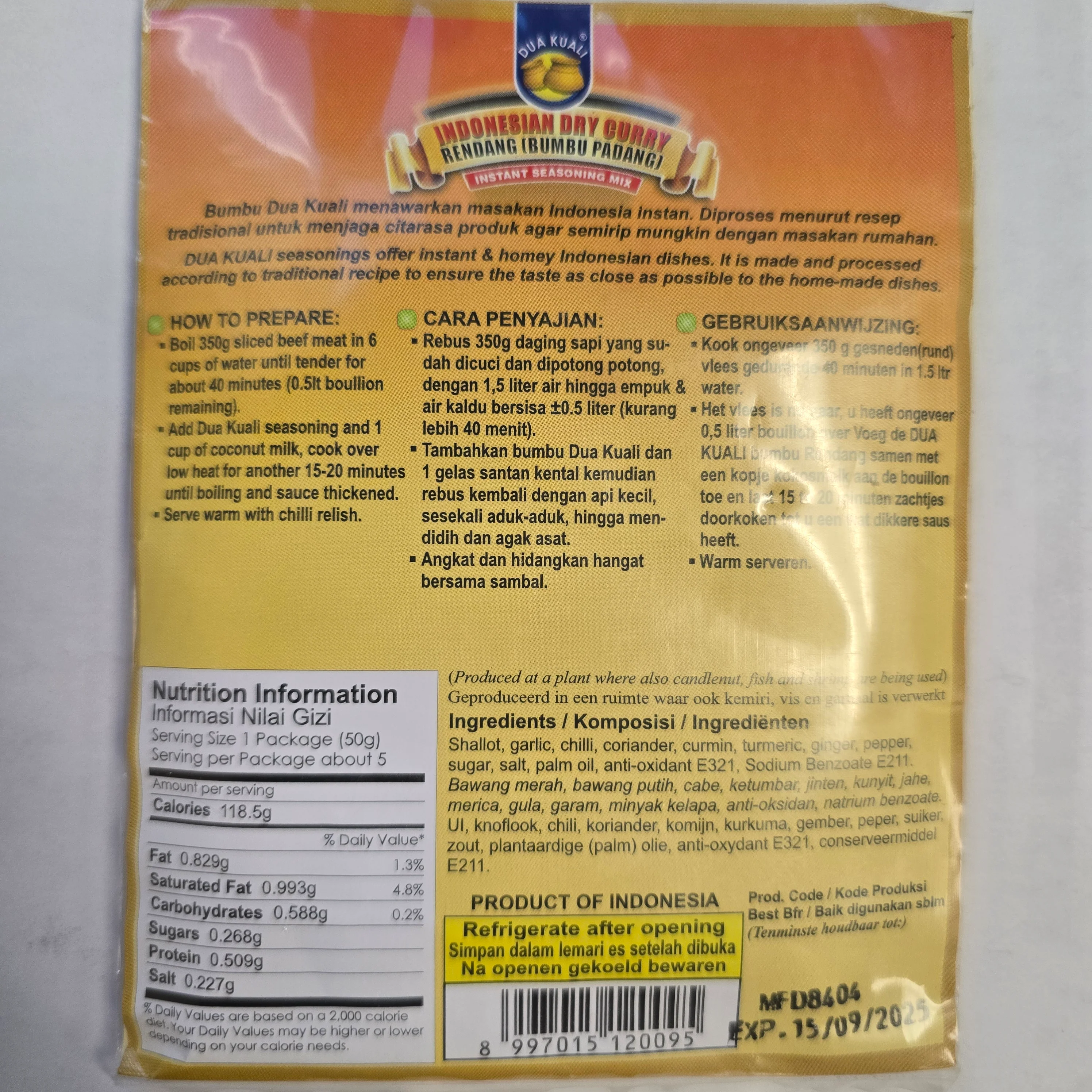 Dua Kuali Rendang Seasoning Mix 50 g - Image 2