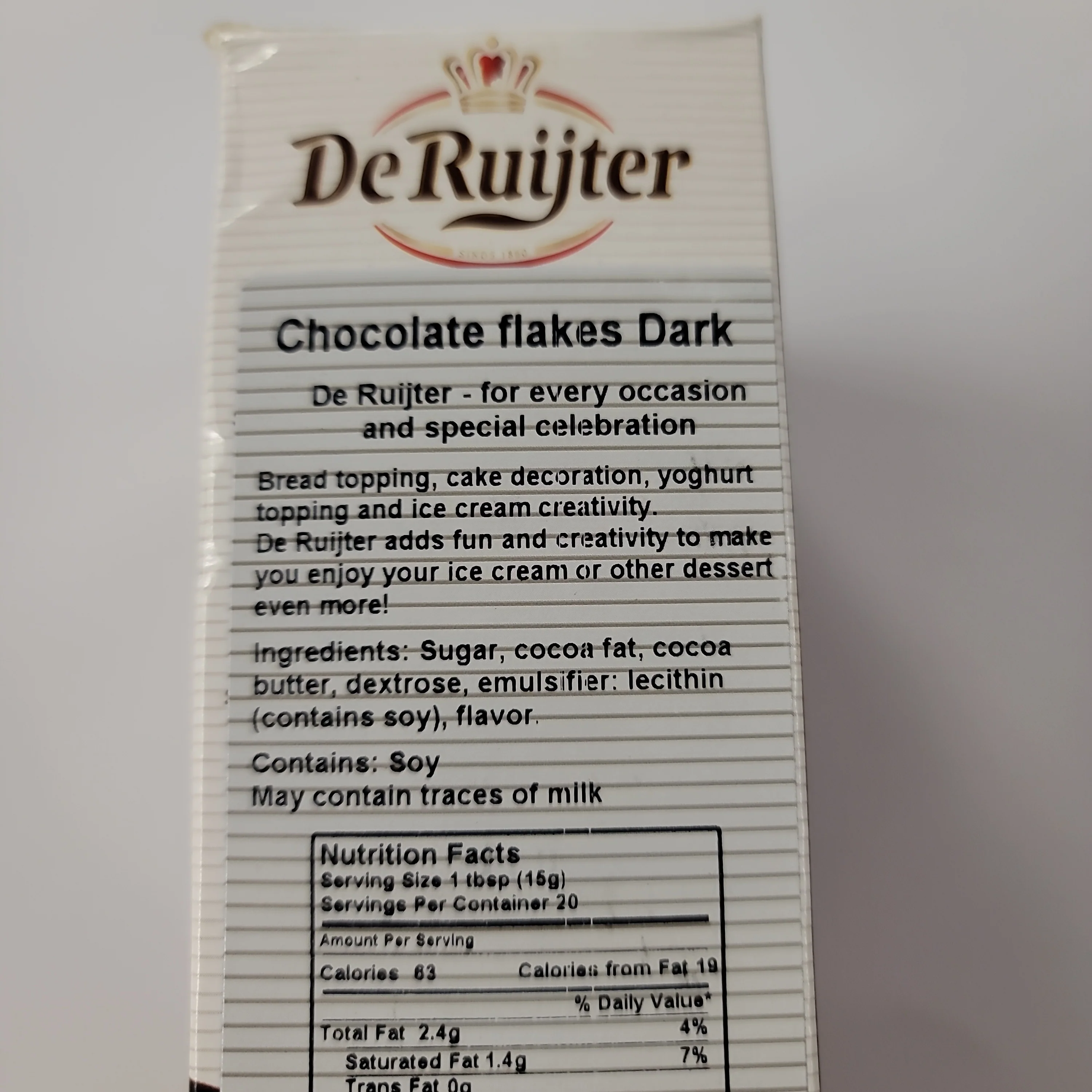 De Ruijter Dark Chocolate Flake 10.5 Oz (300 g) - Image 2