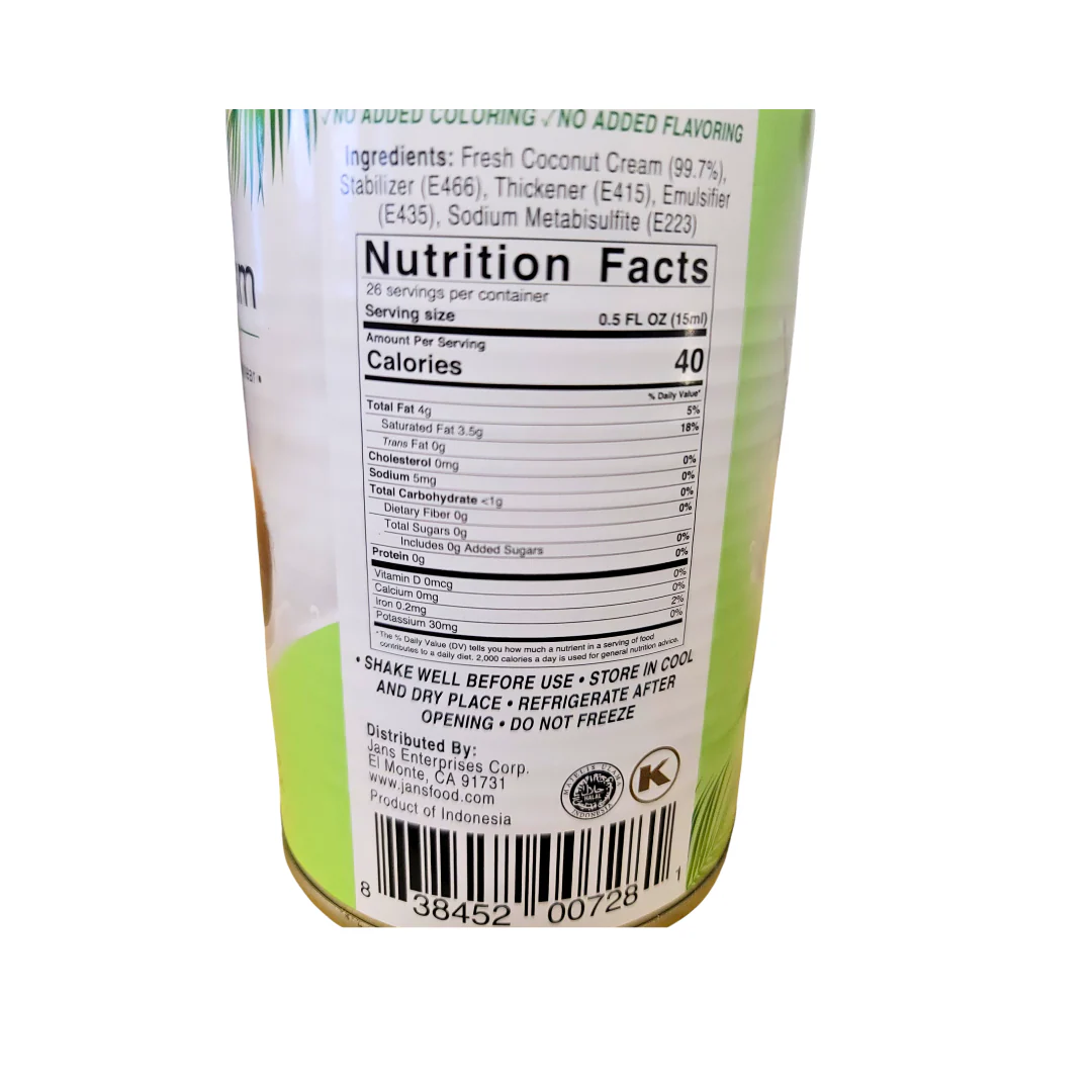 Jans Coconut Cream 25% Fat 13.50 Oz (400 ml) - Image 2