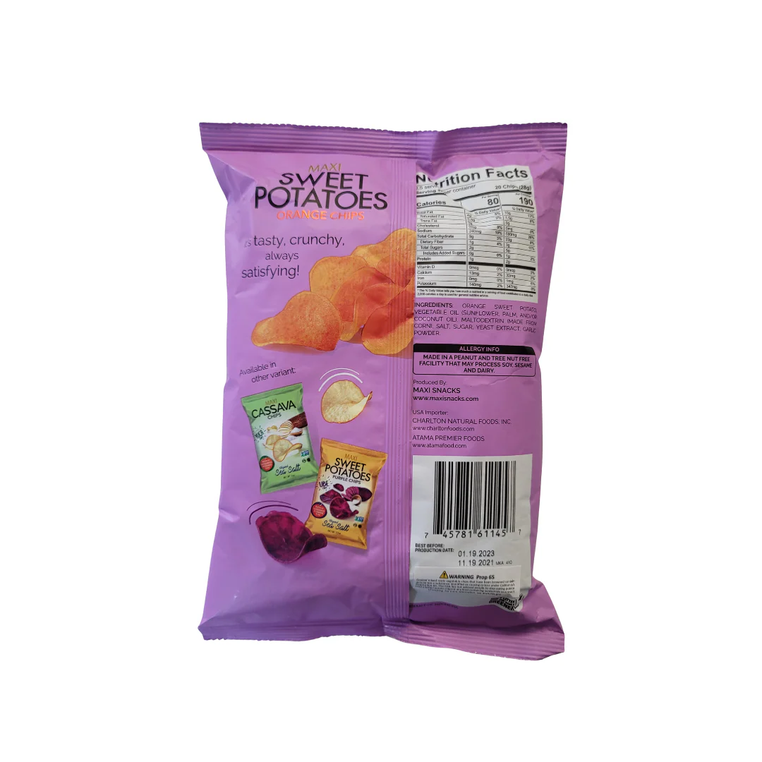 Maxi Sweet Potatoes Orange Chips Original Sea Salt 2.5 Oz - Image 2