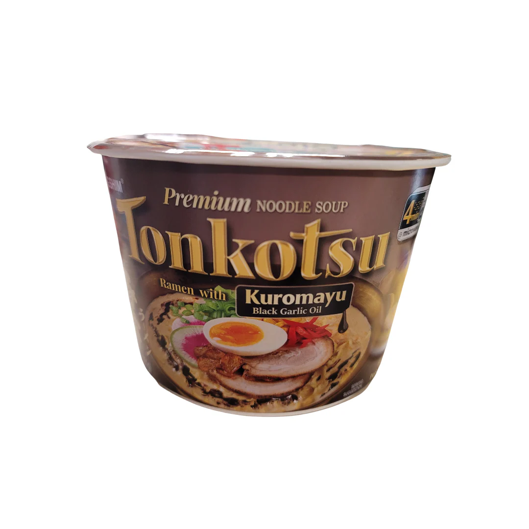 Nongshim Premium Noodle Tonkotsu Ramen With Kuromayu Black Garlic Oil Bowl 3.56 Oz