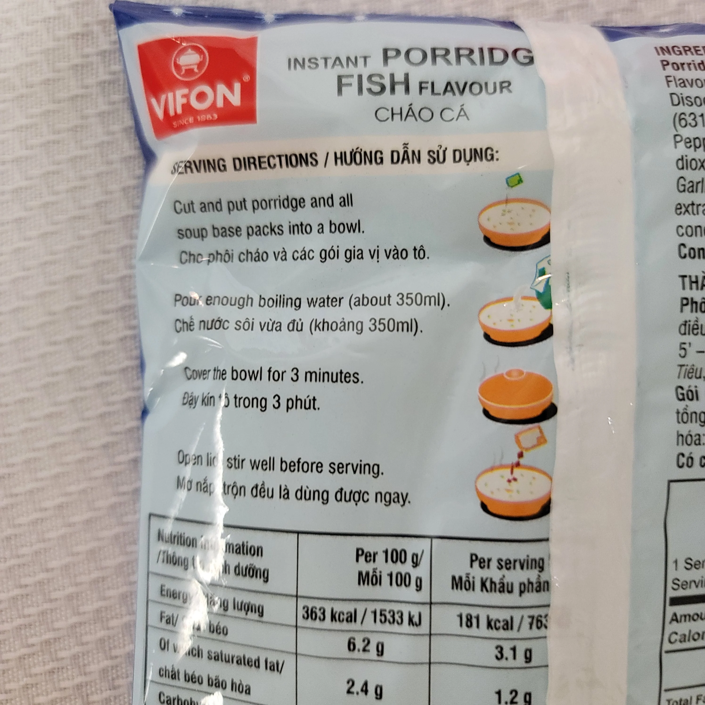 # Vifon Instant Porridge Fish Flavor (1 sachet) 1.75 oz - Image 2