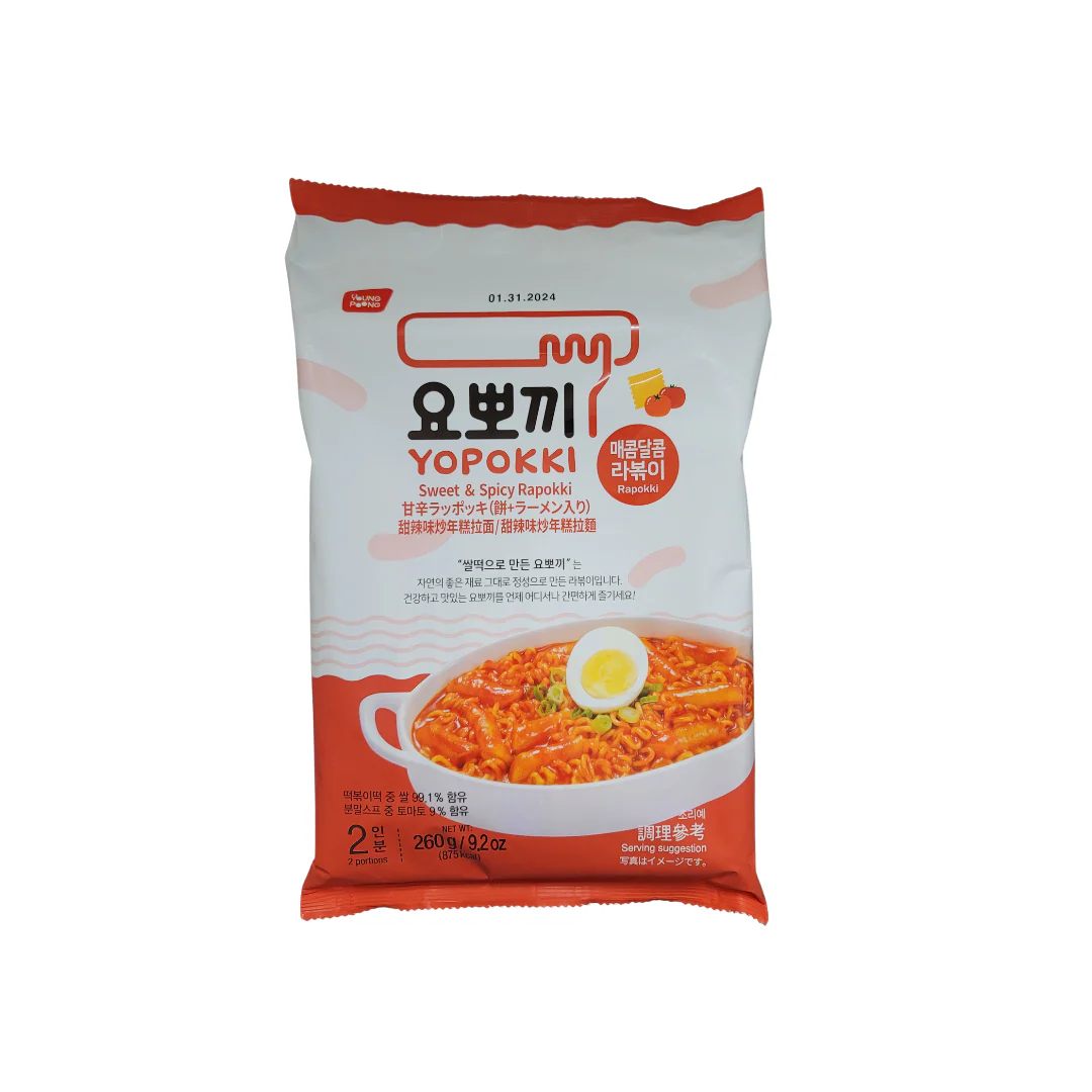 Yopokki Sweet & Spicy Rapokki Instant Korean Rice Cakes & Ramen in Flavorful Sauce 9.2 oz (280 g)