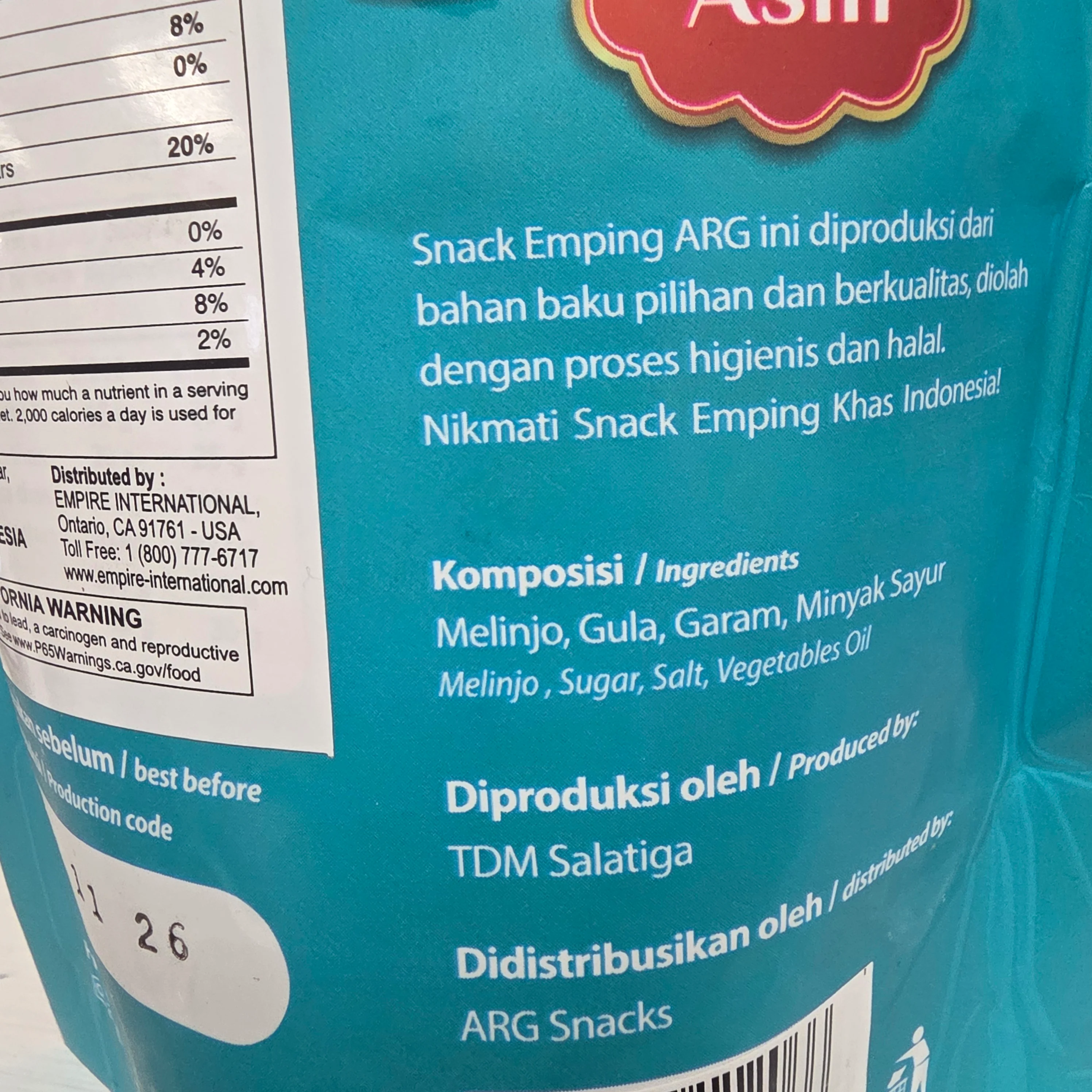ARG Snacks Emping Asin (Padi Oat Crackers Salty) 100 g - Image 3