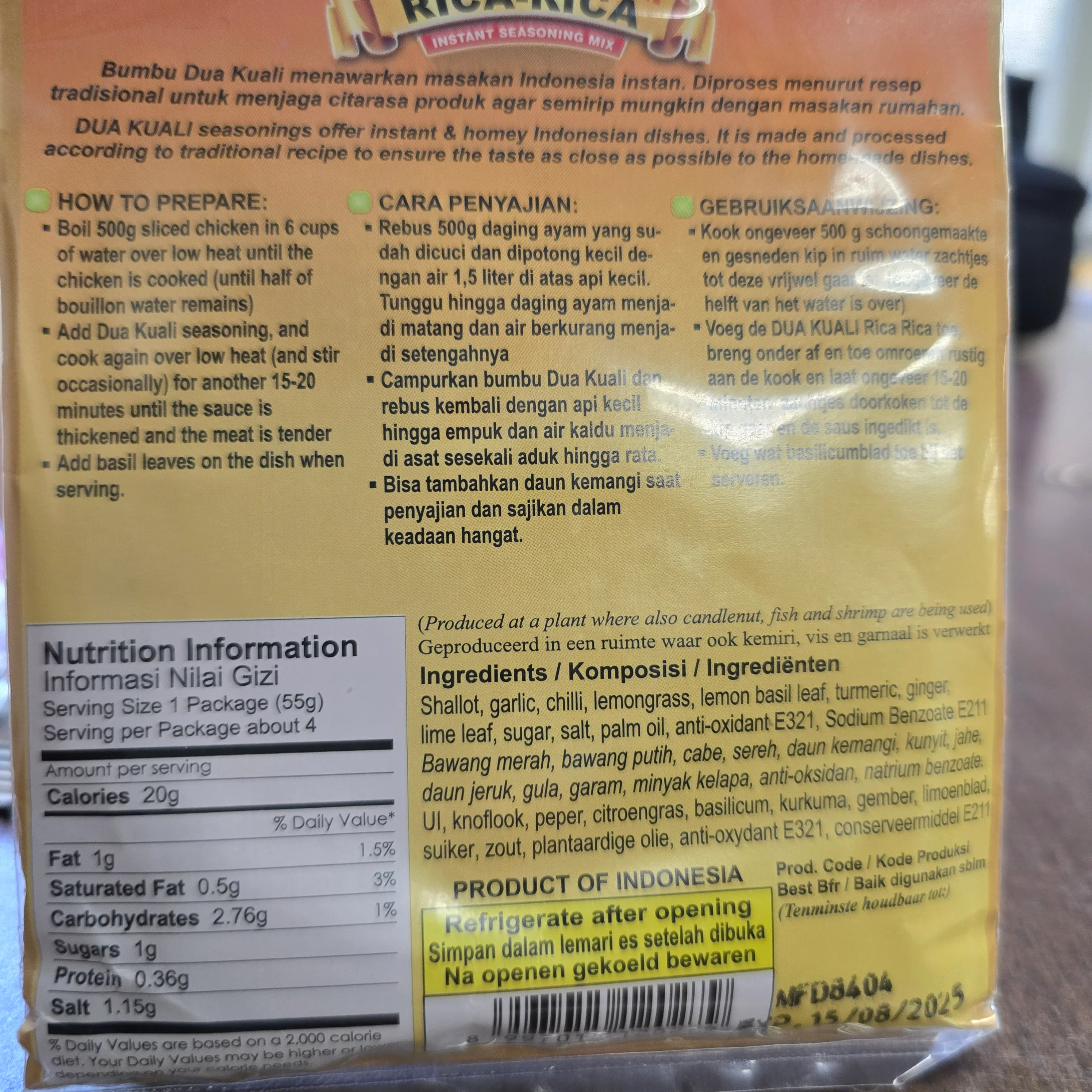 Dua Kuali Rica-Rica Seasoning Mix 55 g - Image 2