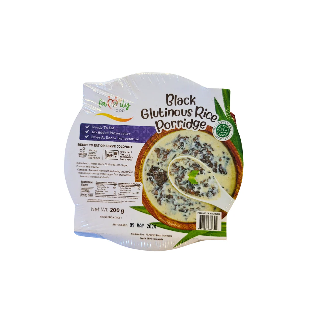 Family Food Black Glutinous Rice Porridge 200 g (Ready to Eat Dessert in Cup) Bubur Ketan Hitam