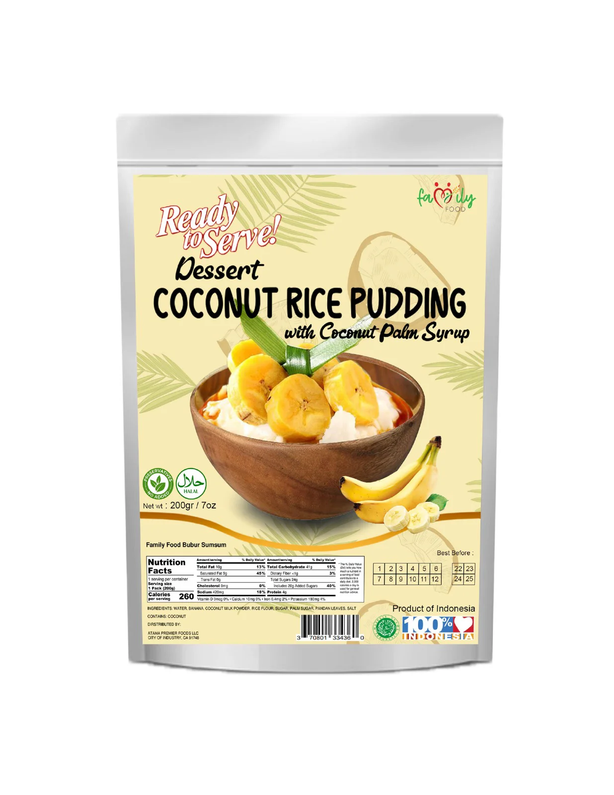 Family Food Coconut Rice Pudding 200 g (Ready to Eat Dessert) Bubur Sumsum