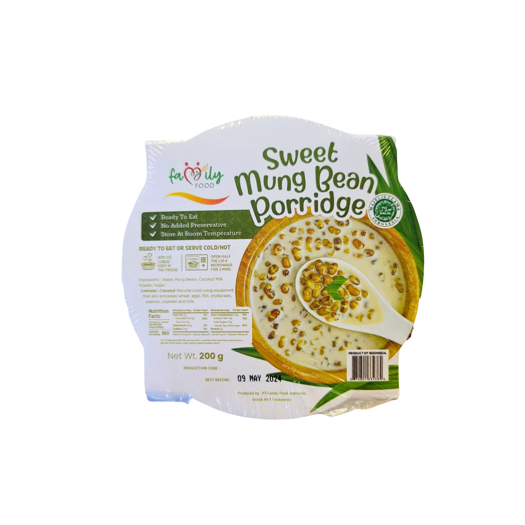 Family Food Sweet Mungbean Porridge 200 g (Ready to Eat Dessert in Cup) Bubur Kacang Hijau