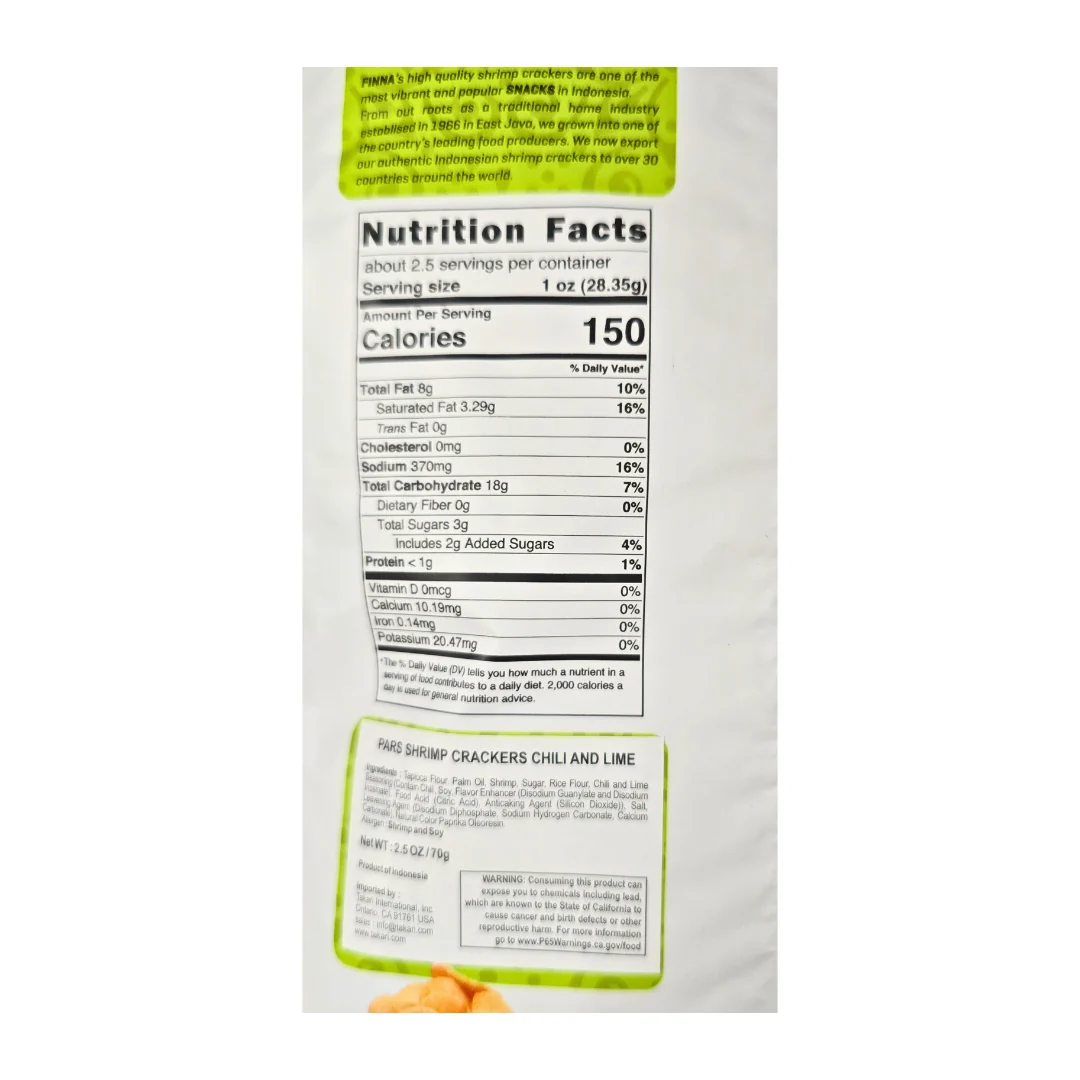 Finna PARS Shrimp Crackers Chili Lime 2.46 oz - Image 2