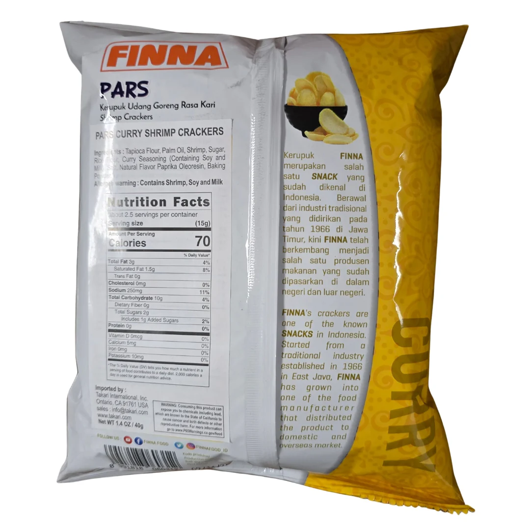 Finna PARS Shrimp Crackers Curry 1.41 oz - Image 2