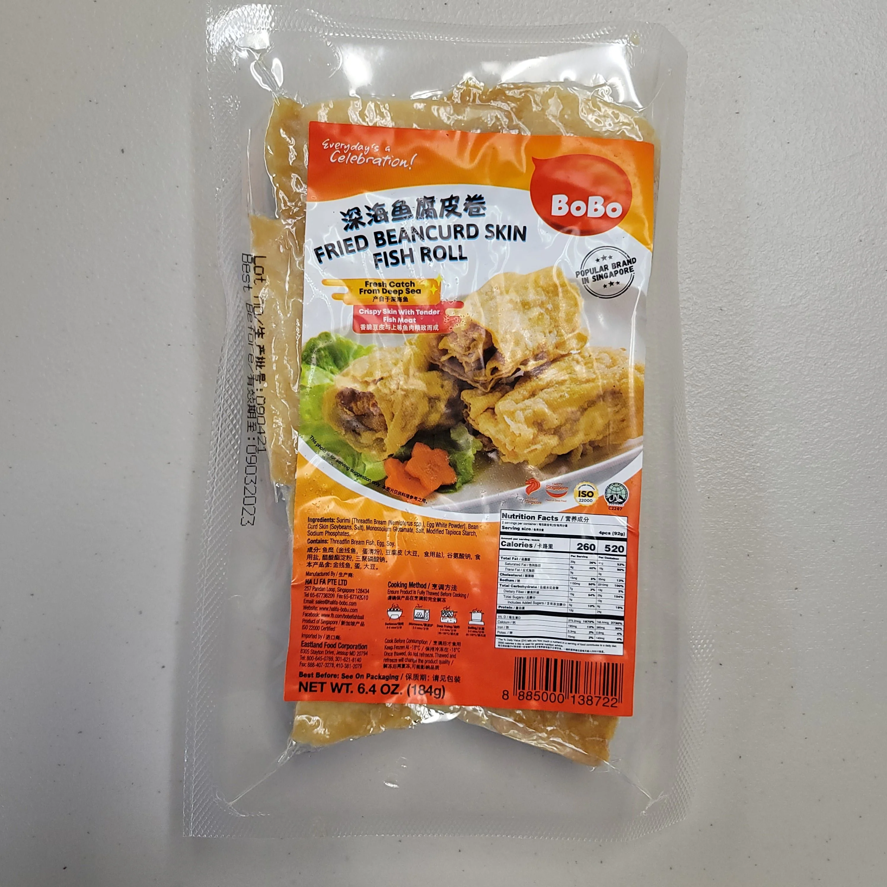 Bobo Fried Beancurd Skin Fish Roll 6.4 Oz