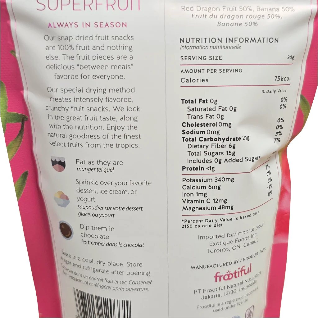 Frootiful Freeze Dried Fruit Dragonfruit Banana 28 g - Image 2