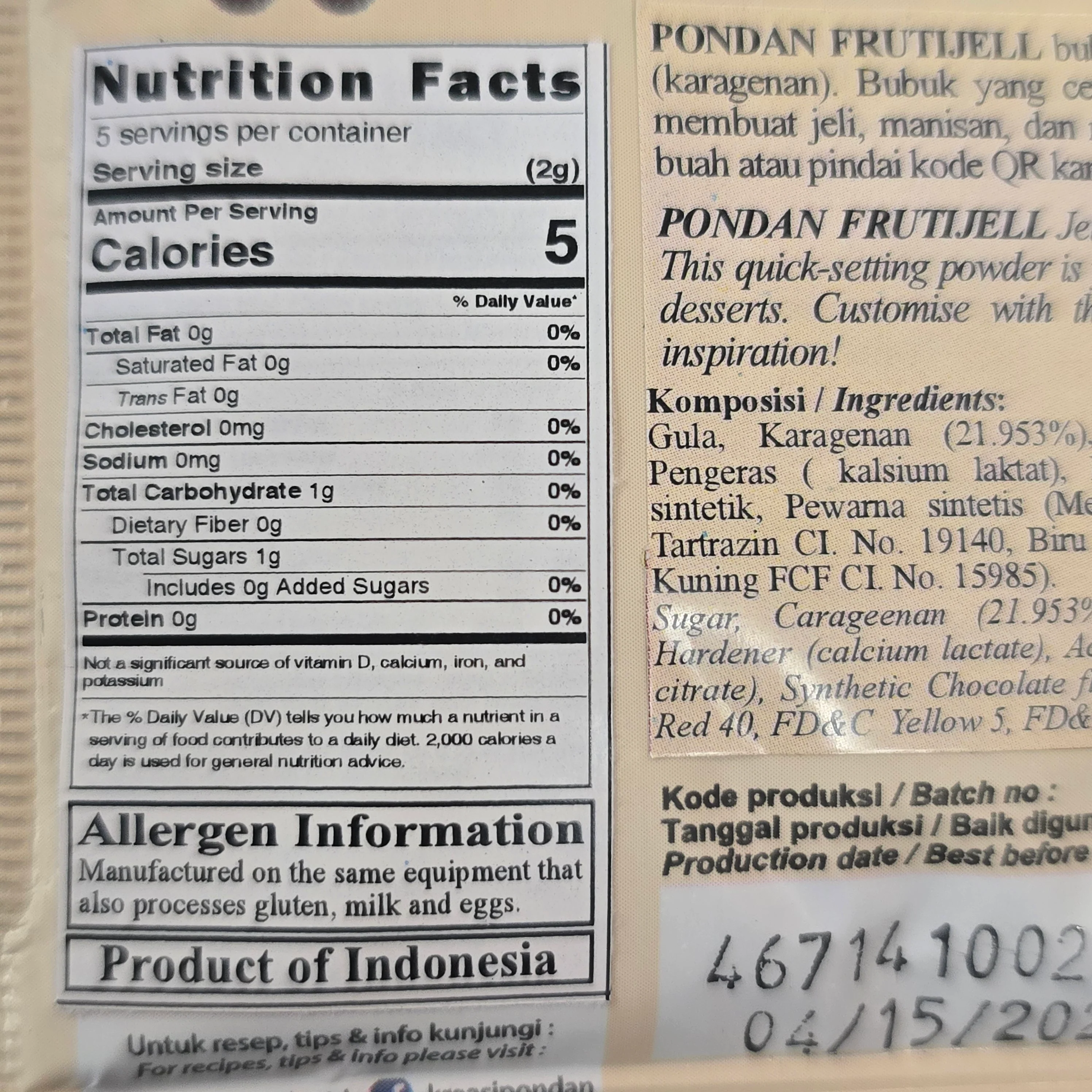 Frutijell Chocolate Jelly Powder 0.52 Oz - Image 2