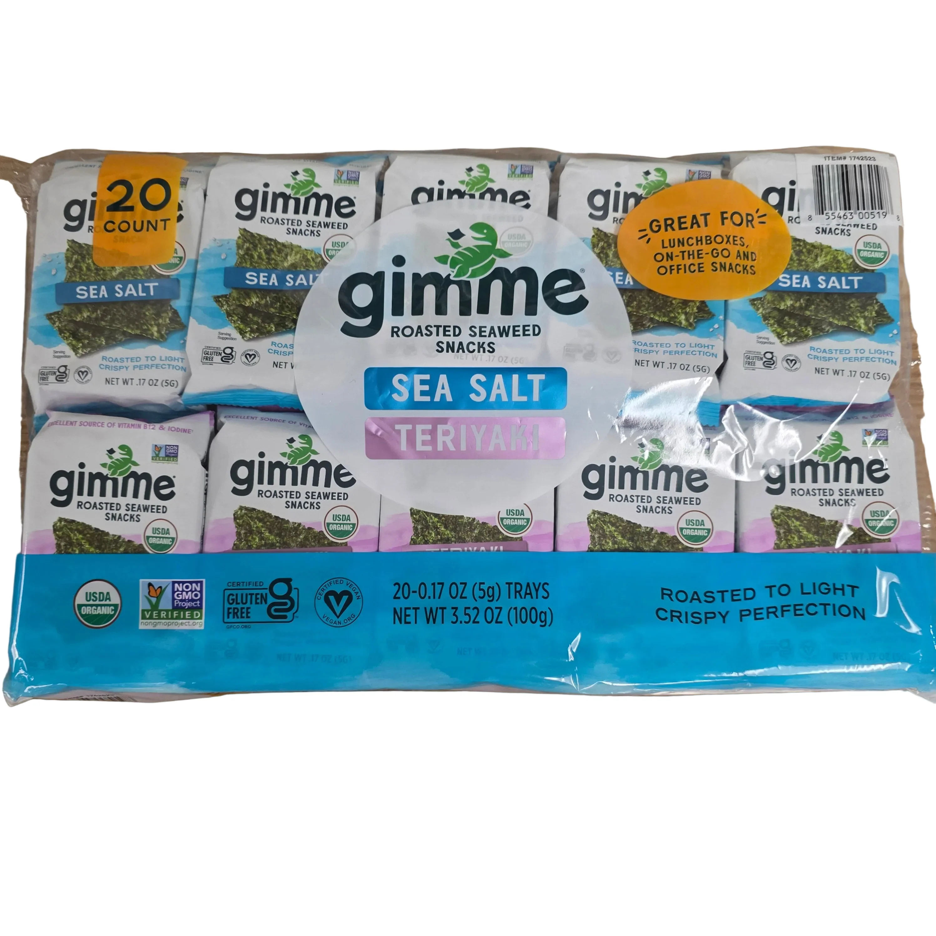 Gimme Roasted Seaweed Snacks Sea Salt & Teriyaki Flavor20x5g