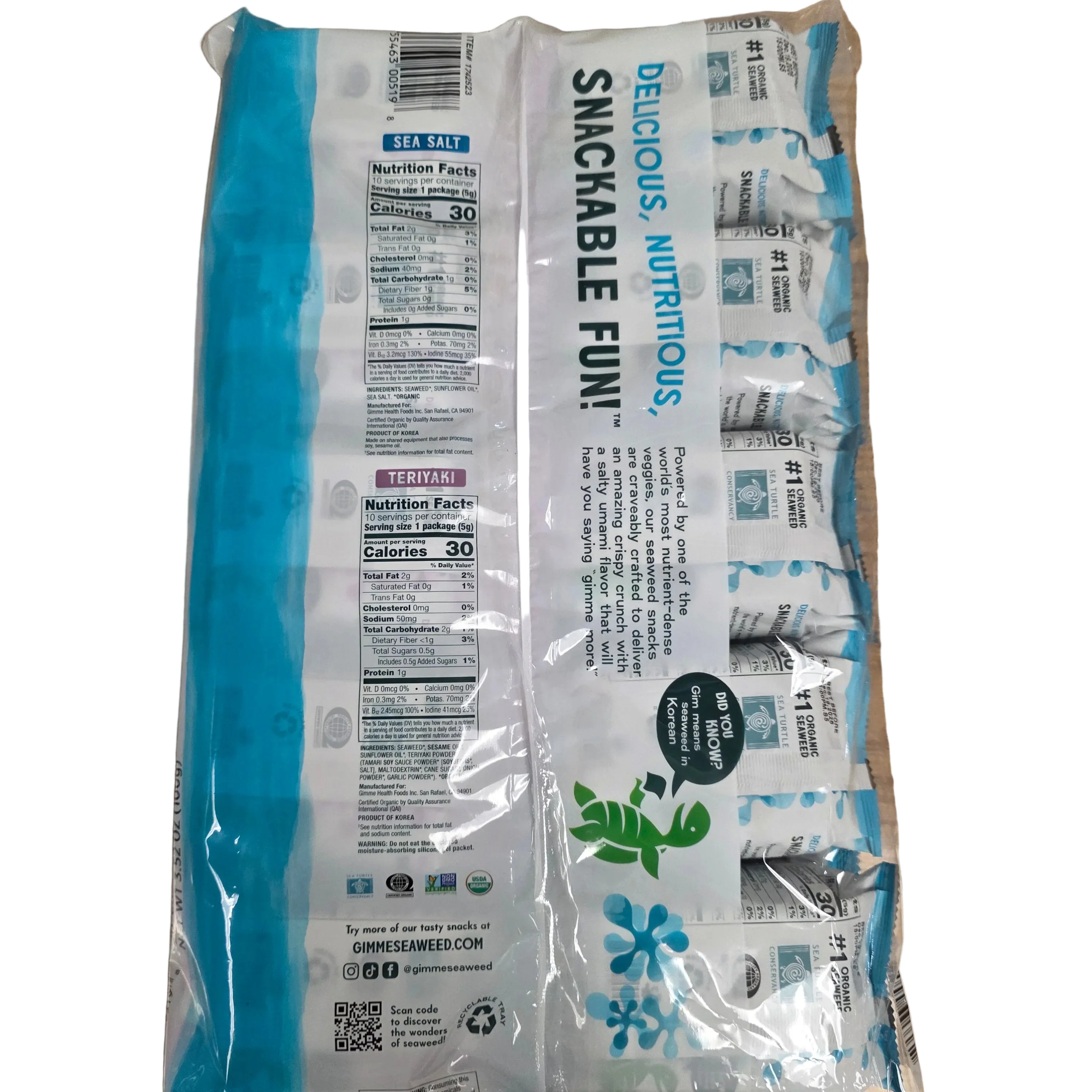 Gimme Roasted Seaweed Snacks Sea Salt & Teriyaki Flavor20x5g - Image 2