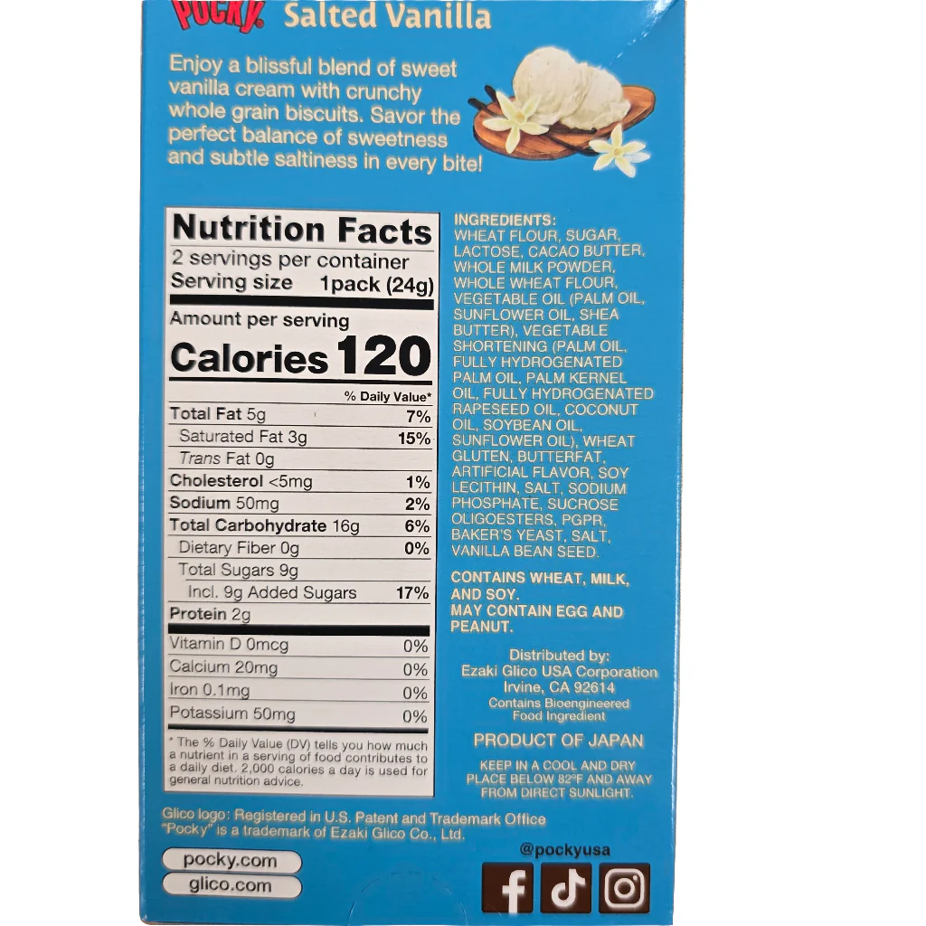 Glico Pocky Salted Vanilla Chocolate Cookie Sticks 1.71 Oz - Image 2