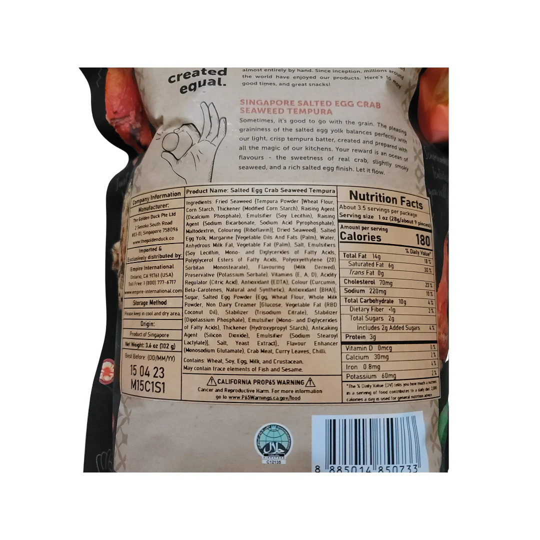 # Golden Duck Singapore Salted Egg Crab Seaweed Tempura 102 g - Image 2