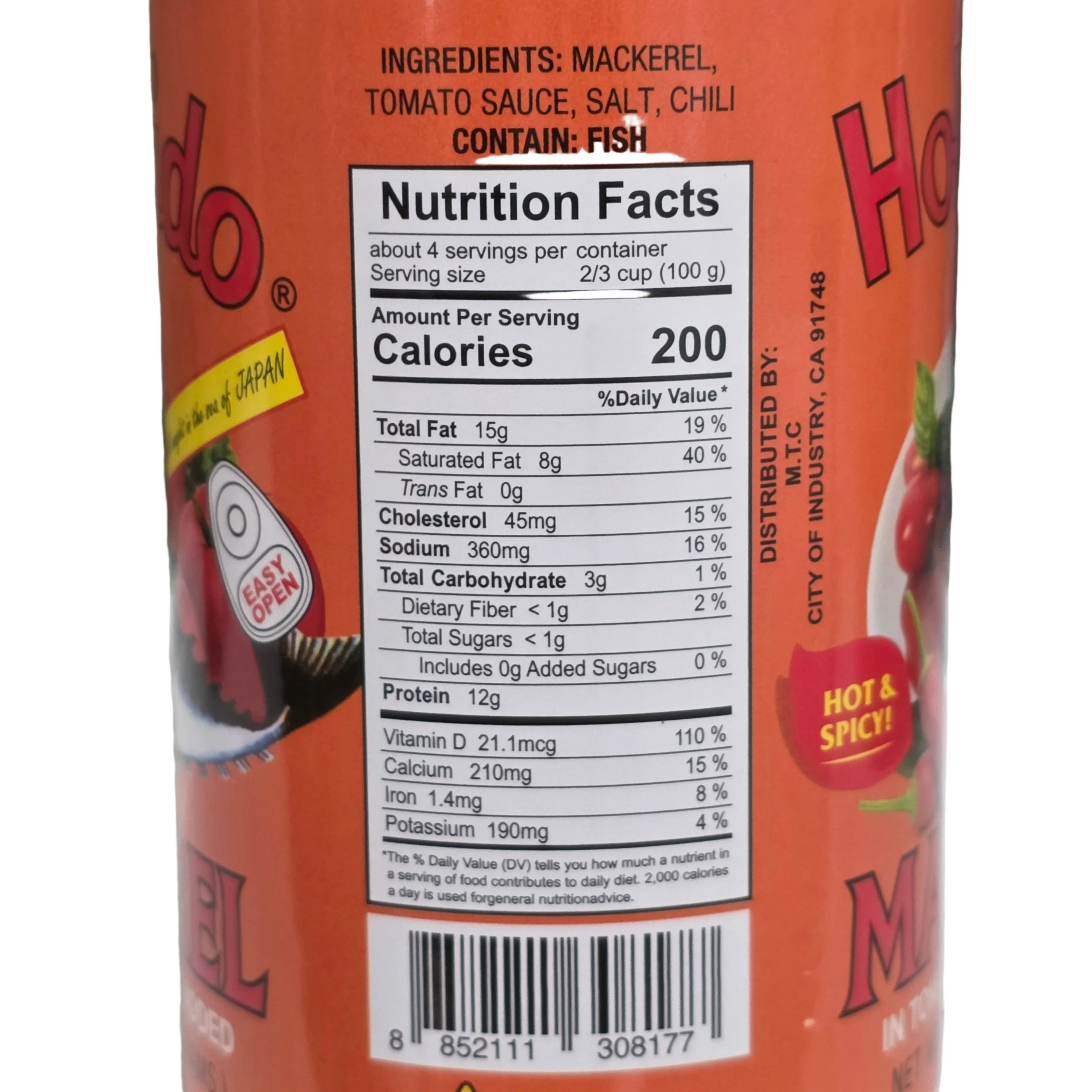 Hokkaido Mackerel in Tomato Sauce Chili-Hot & Spicy Flavor (Orange Big) 15 Oz (425 g) - Image 2