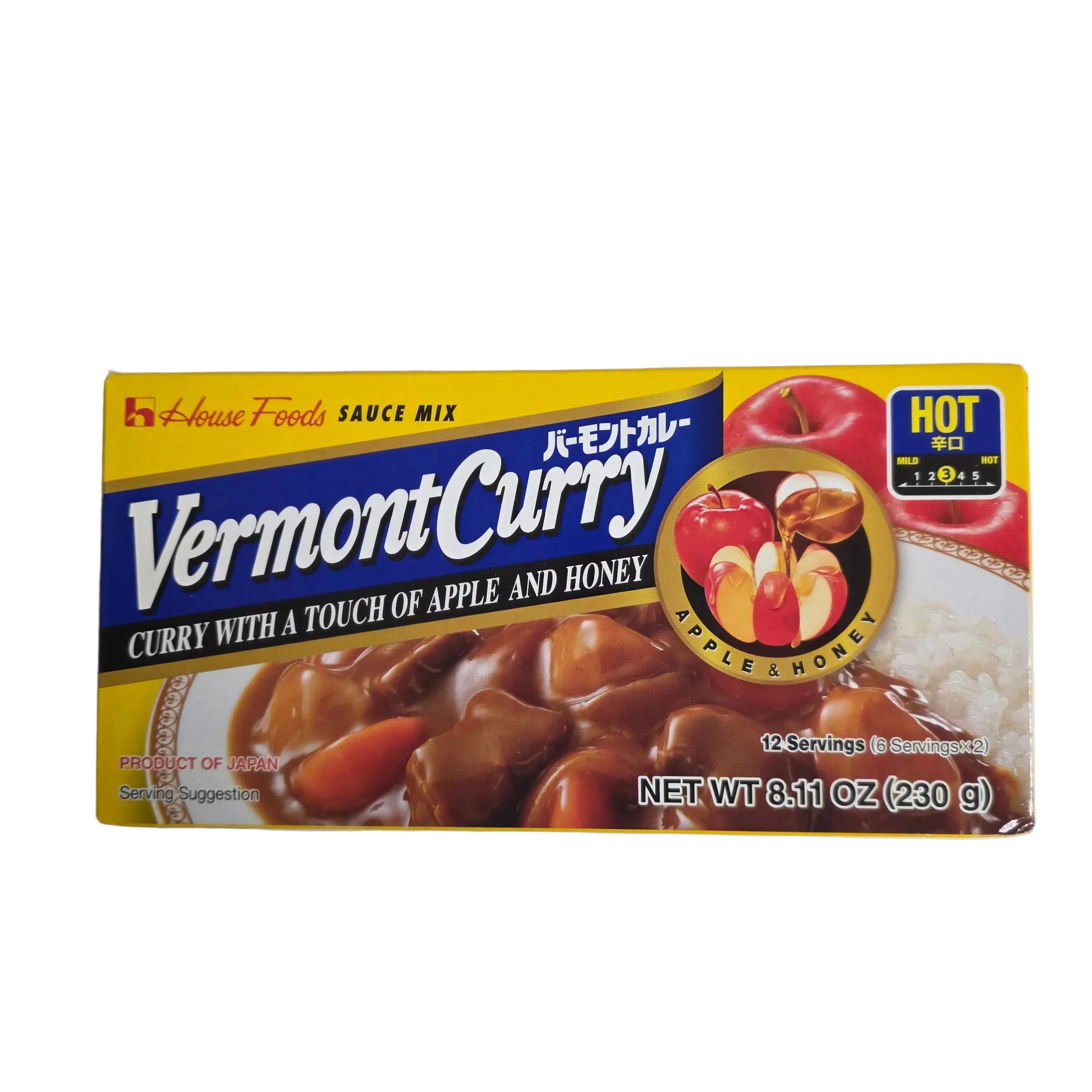 House Foods Vermont Curry Sauce Mix Hot 8.11 Oz (230 g)