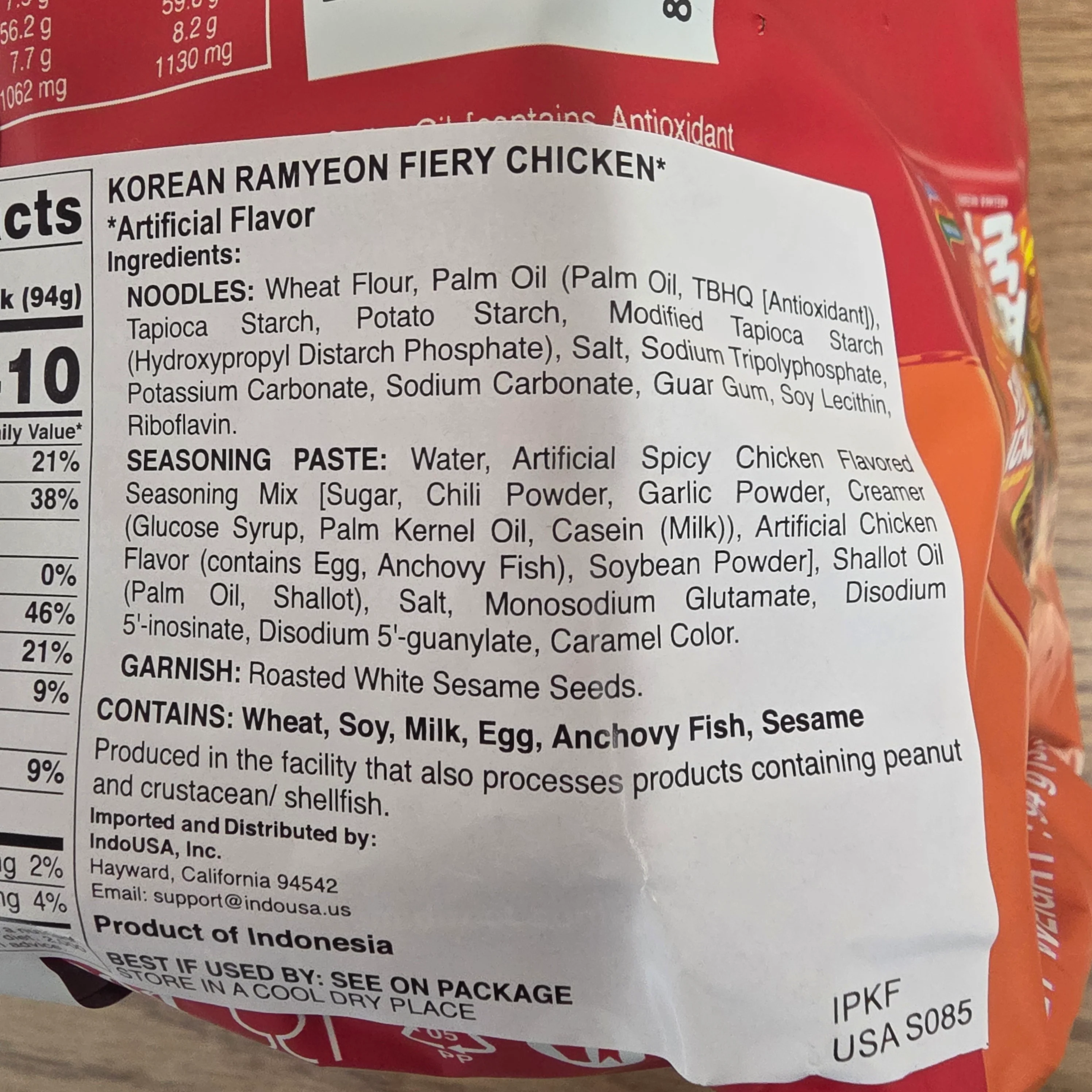 Indomie Korean Ramyeon Fiery Chicken (5 x 3.32 Oz) - Image 2