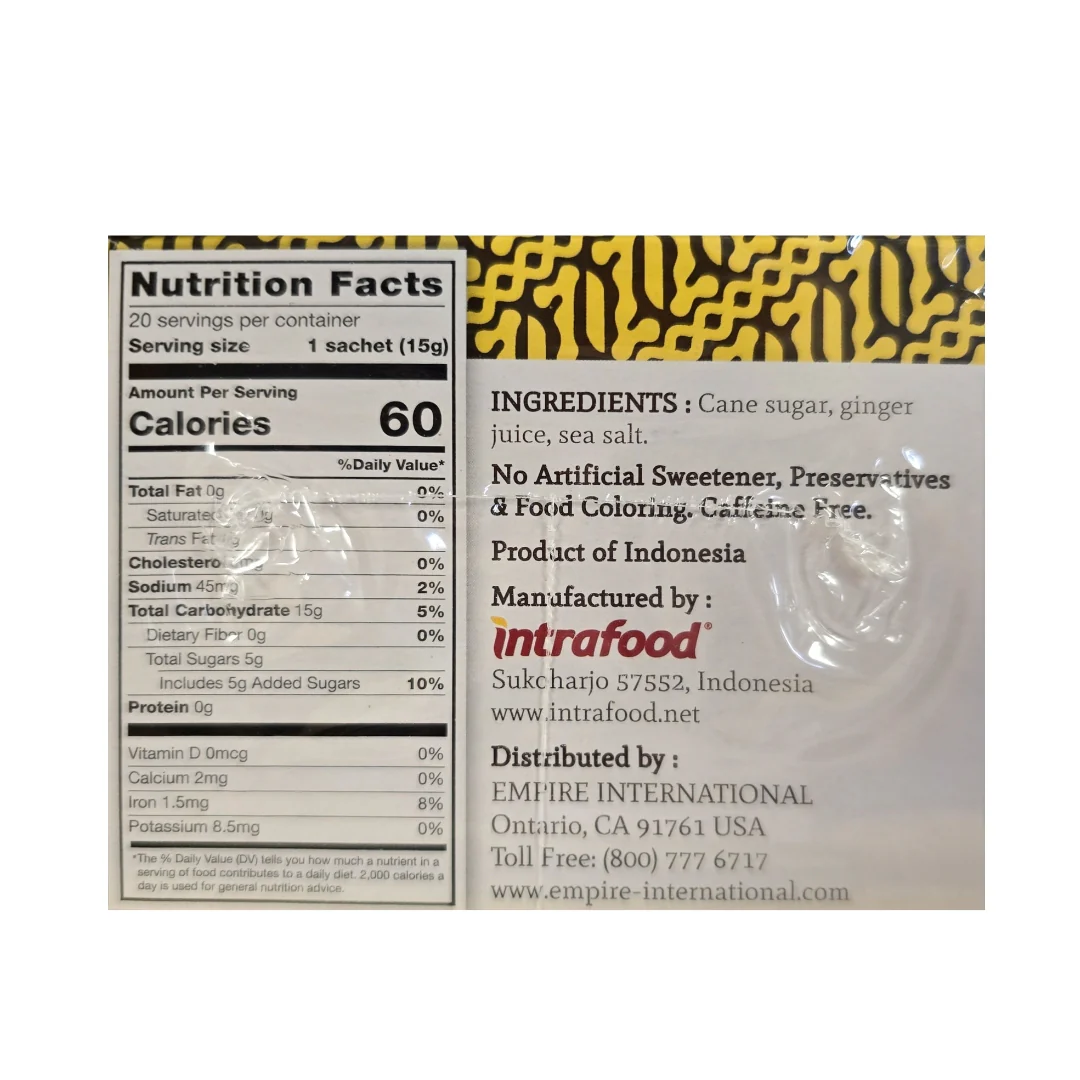 Intra Instant Ginger Drink Less Sugar (20 sachet x 18 g) - Image 3