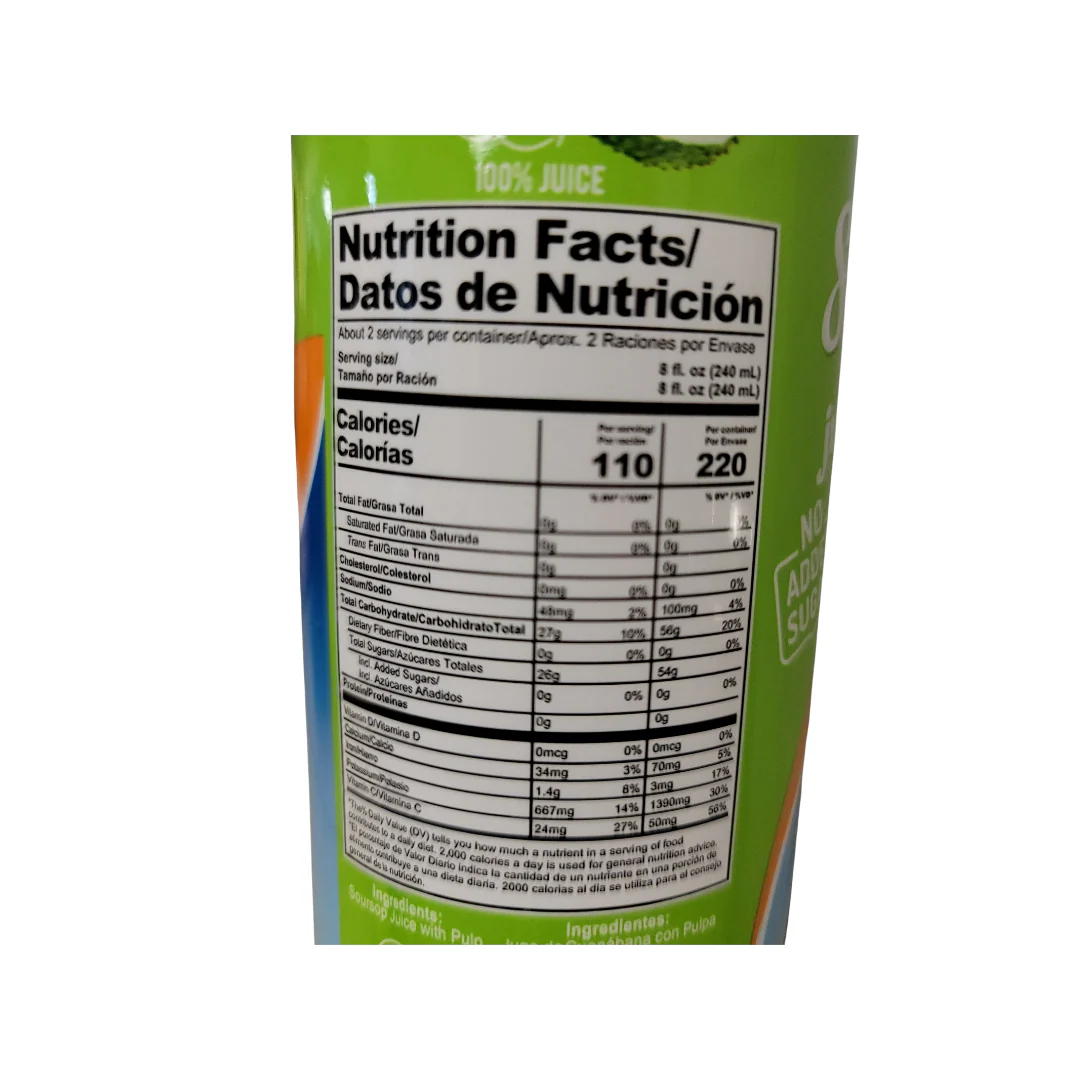 Jans 100% Soursop Juice With Pulp 16.9 Oz (Can) - Image 2