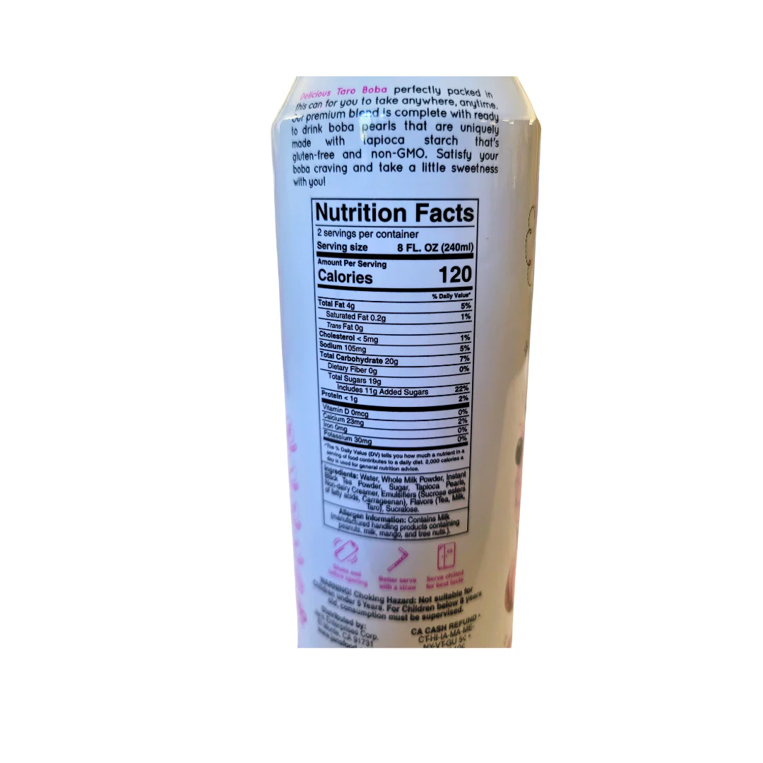 Jans Boba Milk Tea Taro Drink 16.6 Oz - Image 2
