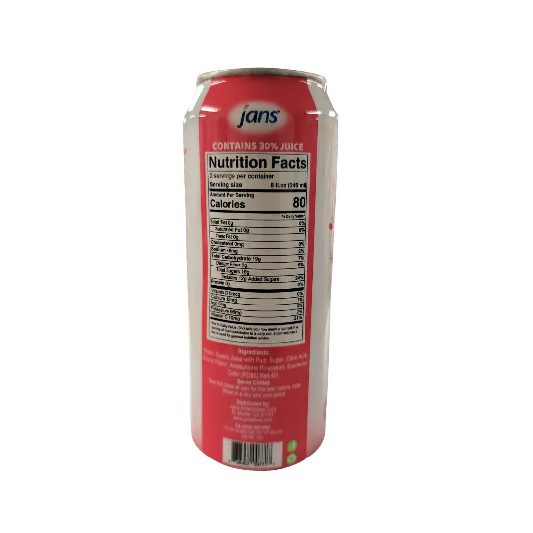 # Jans 30% Pink Guava Juice Drink With Pulp 16.9 Oz (Can) - Image 2