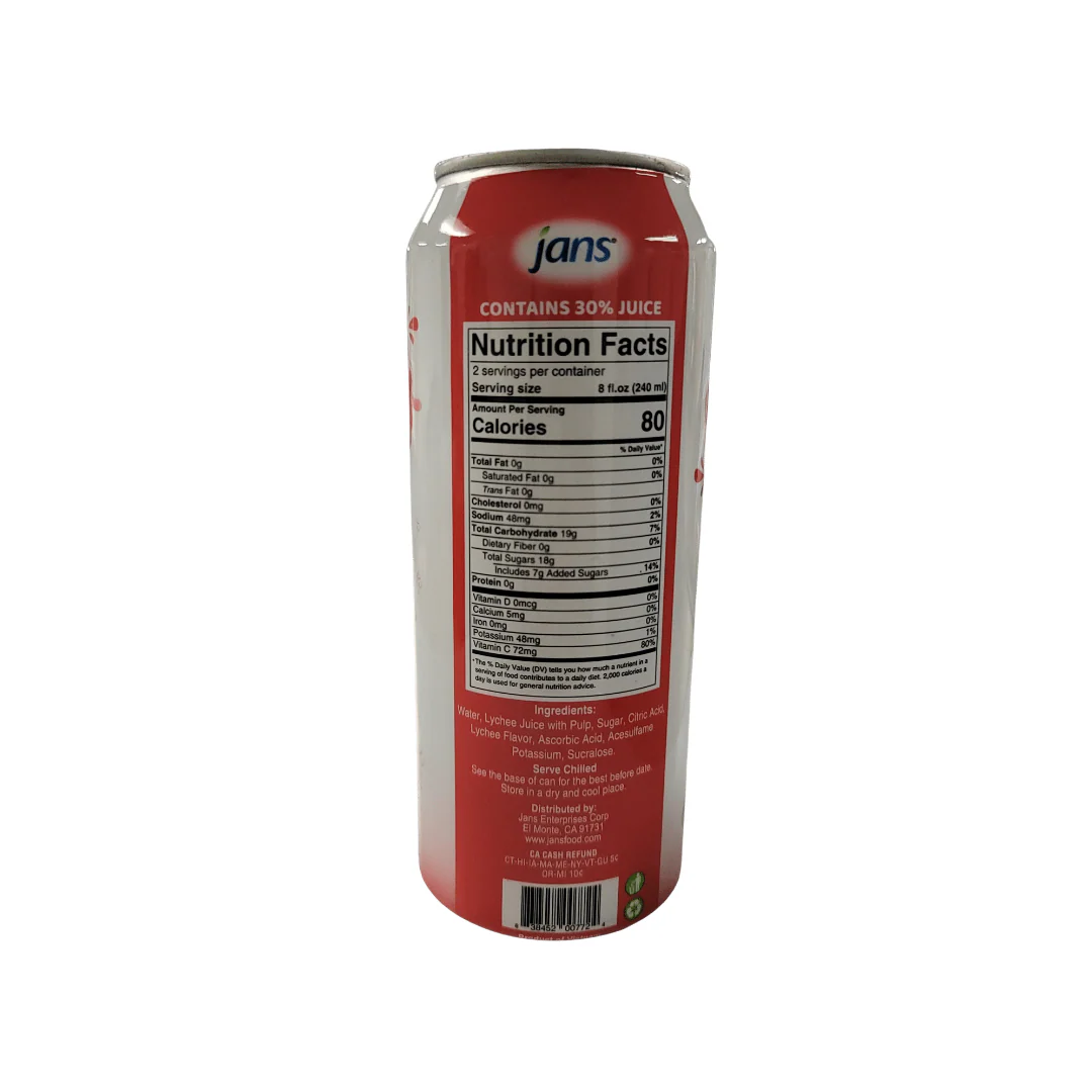 Jans 30% Lychee Juice Drink 16.9 Oz (Can) - Image 2