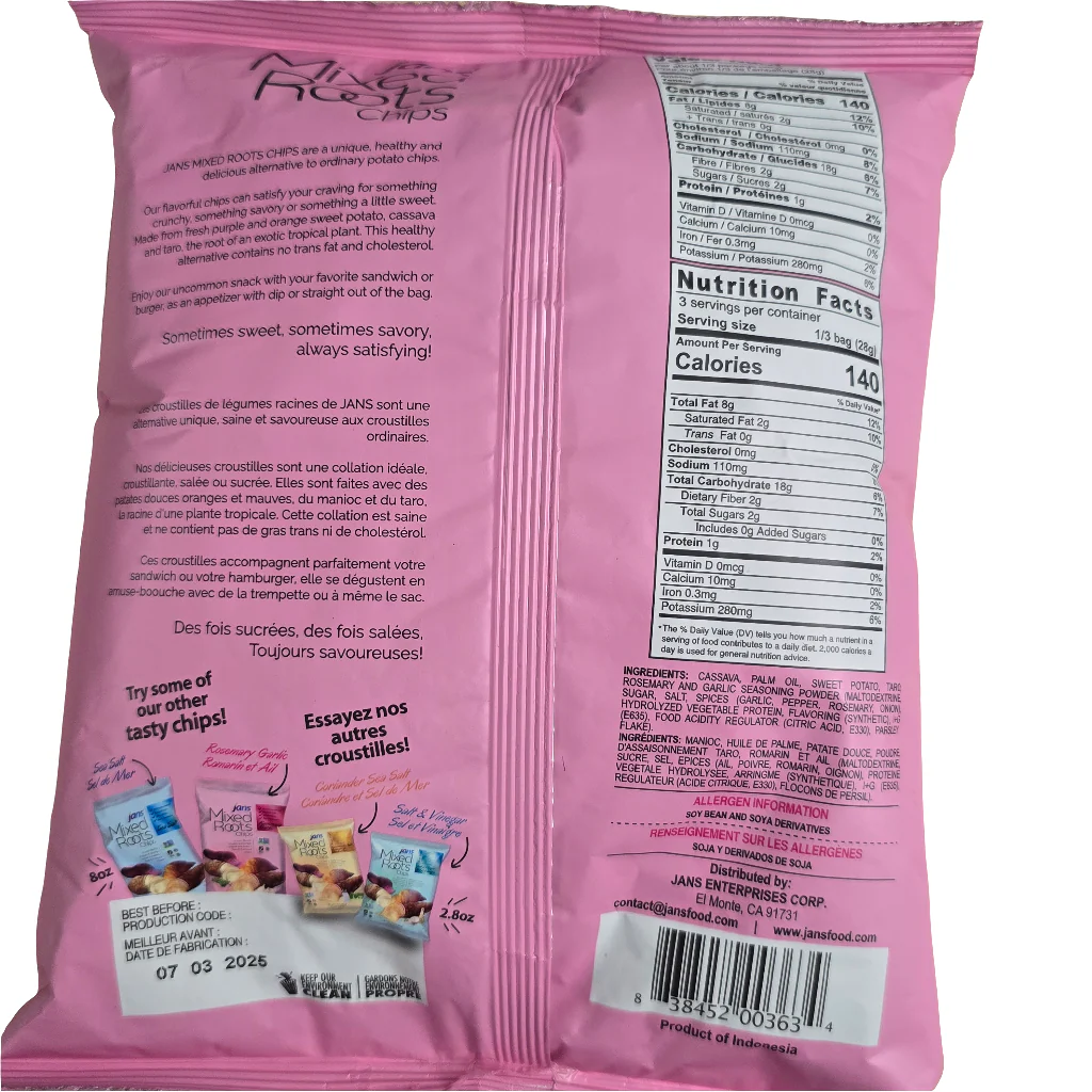 Jans Mixed Roots Chips Rosemary Garlic 2.8 oz - Image 2