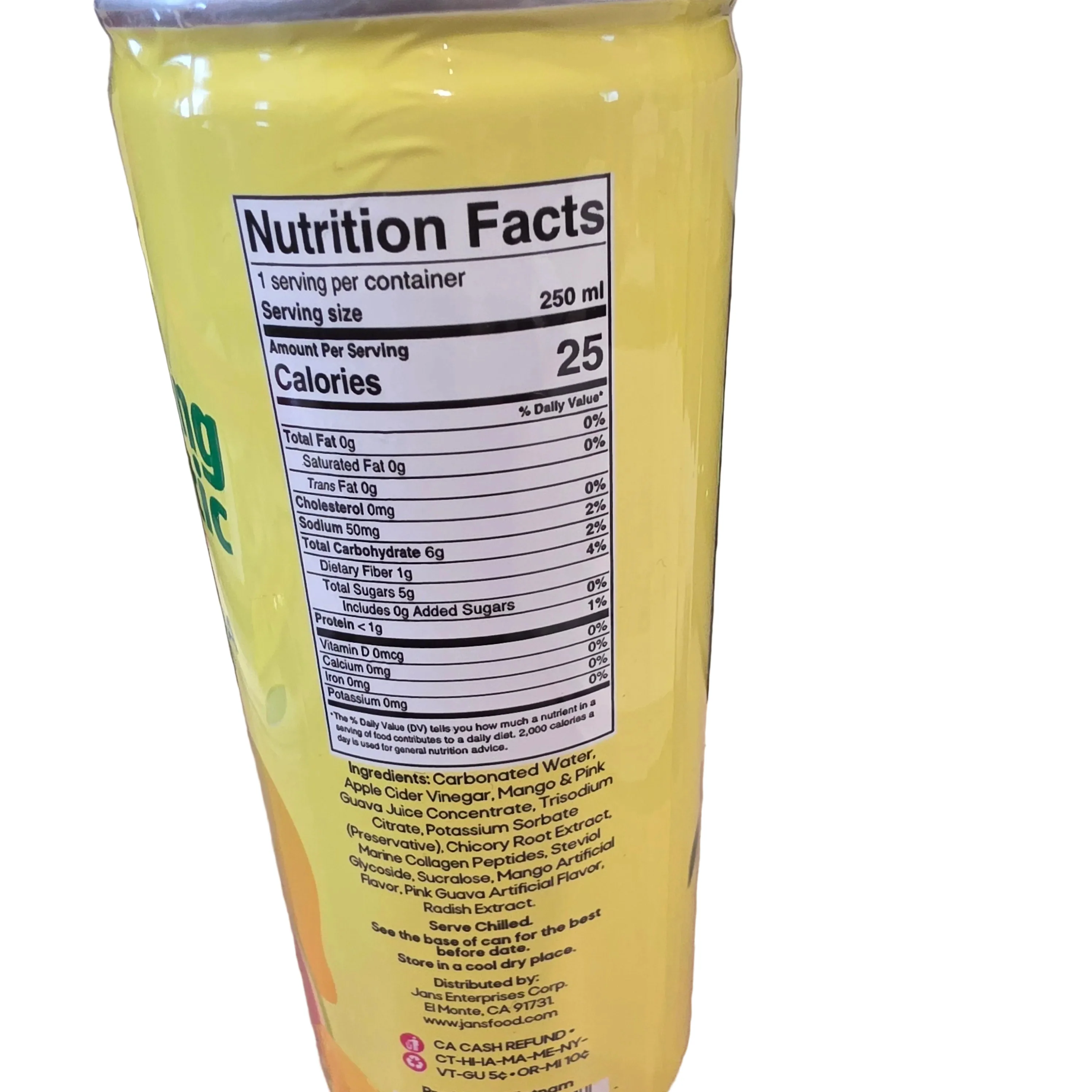 Jans Sparkling Pink Guava & Mango Juice (Prebiotic & Collagen) 8.4oz (250ml) - Image 2