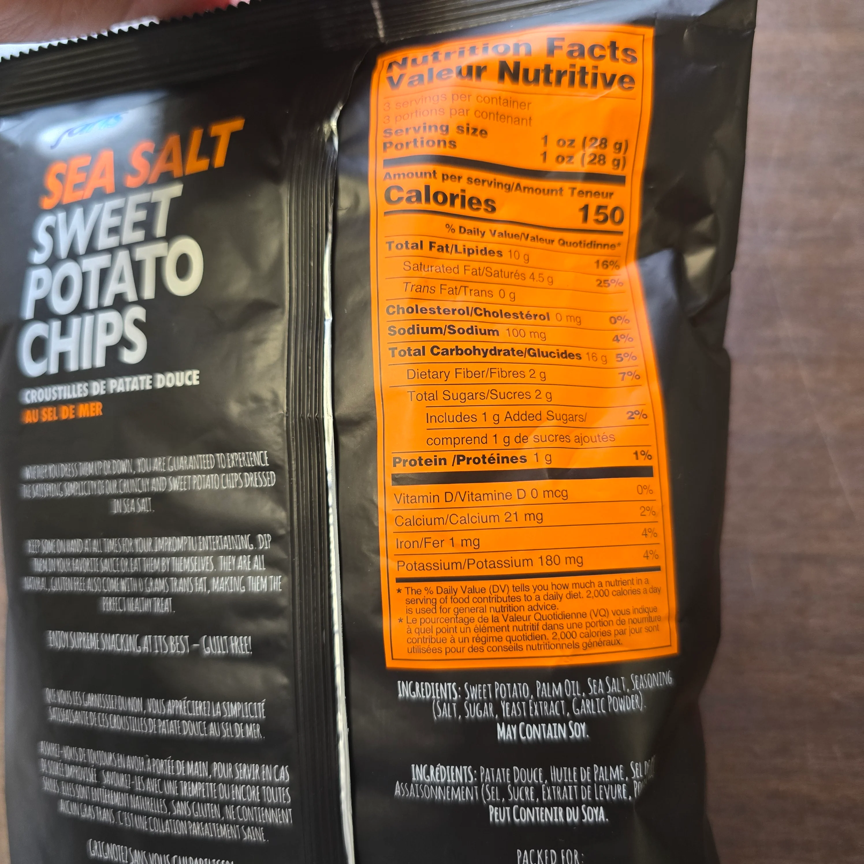 Jans Sweet Potato Chips Sea Salt 3 oz - Image 2