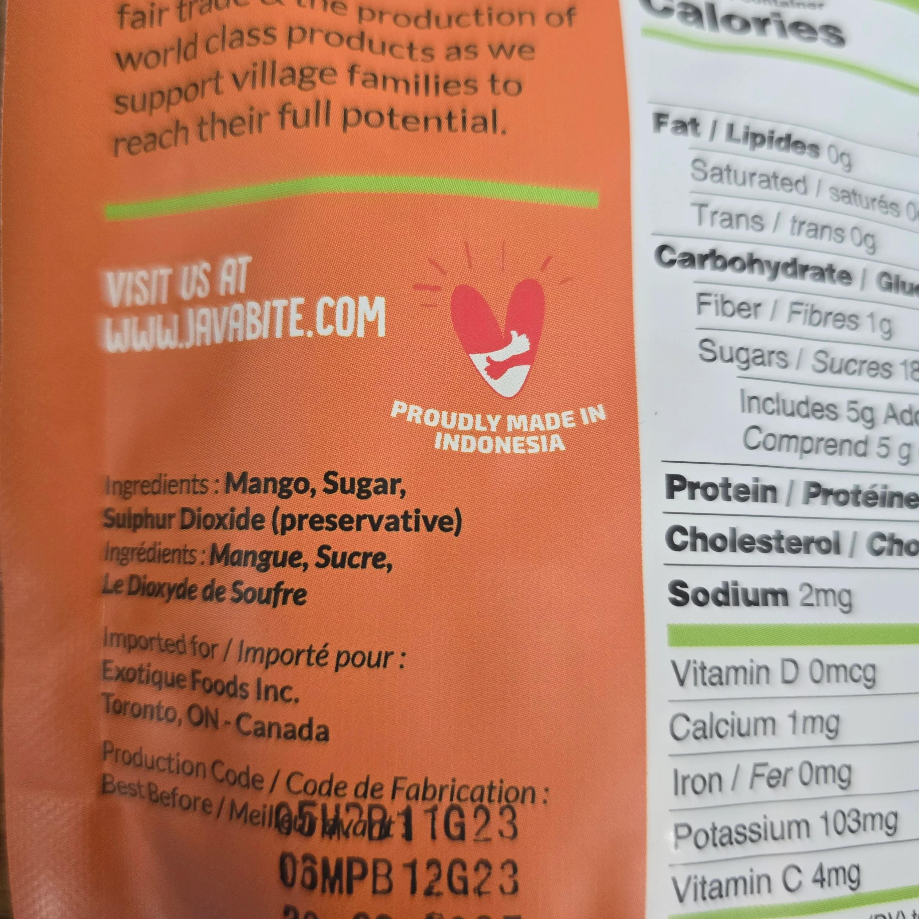 Java Bite Dehydrated Fruit Mango 3 Oz (85 g) - Image 2