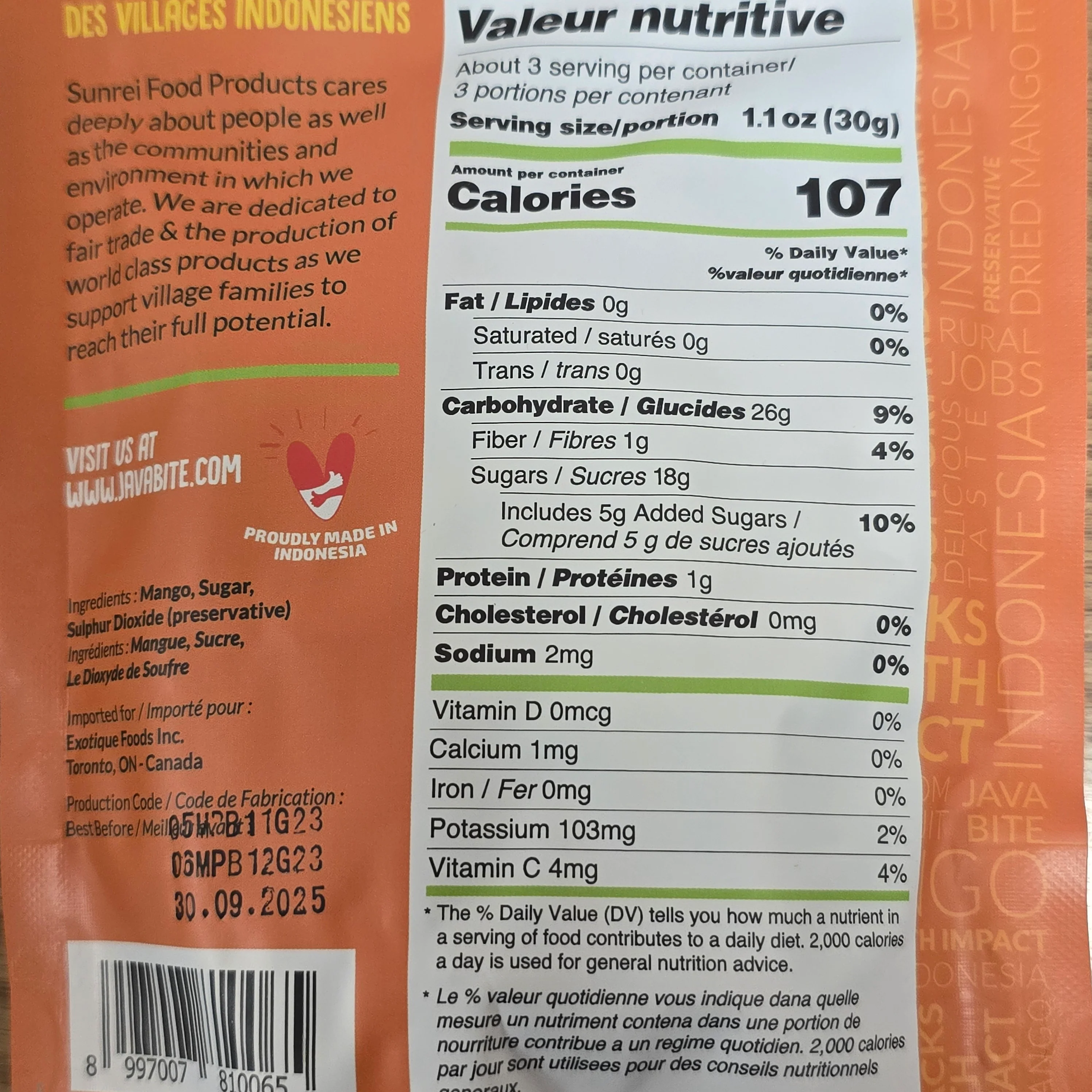Java Bite Dehydrated Fruit Mango 3 Oz (85 g) - Image 3