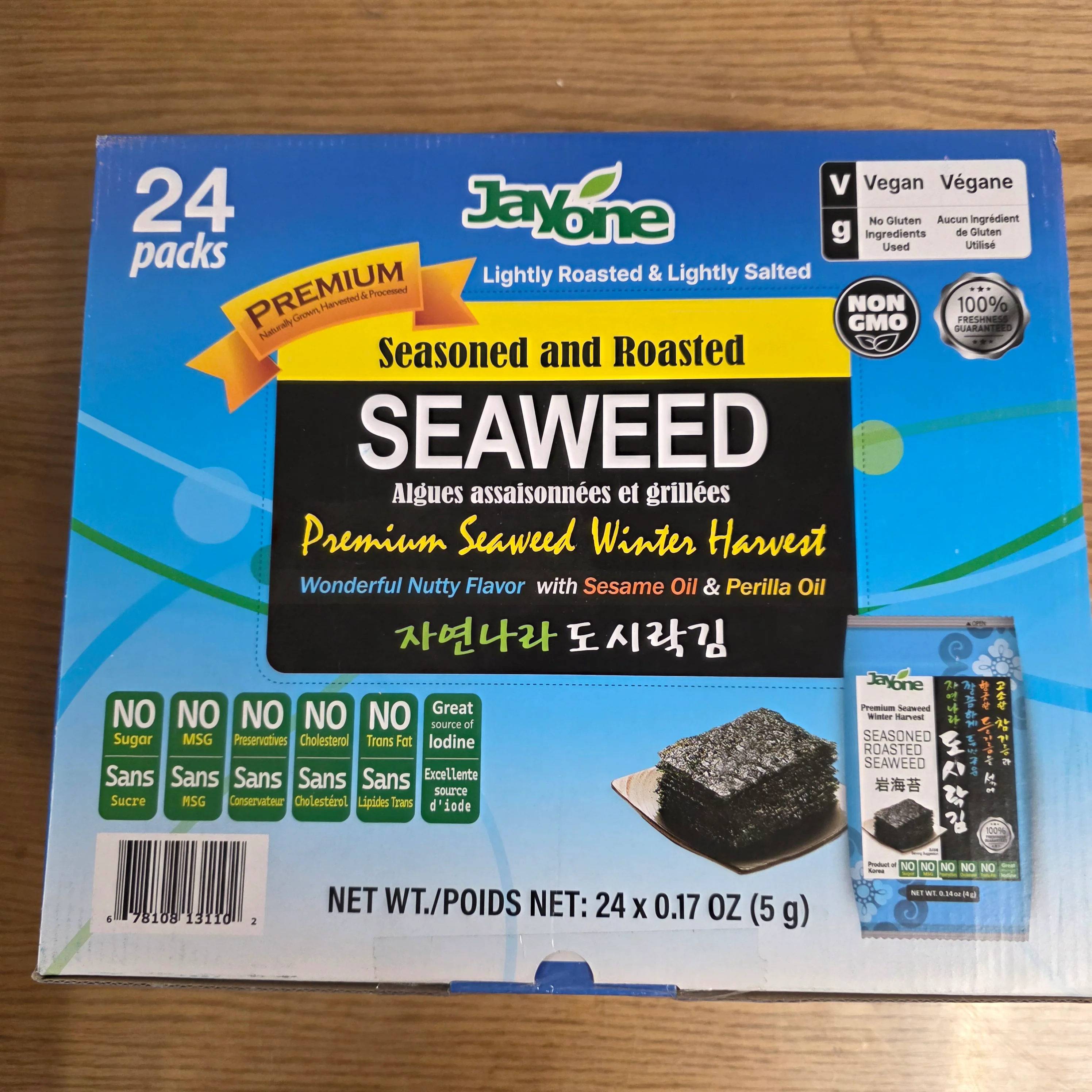 Jayone Seasoned and Roasted Seaweed 24x5g