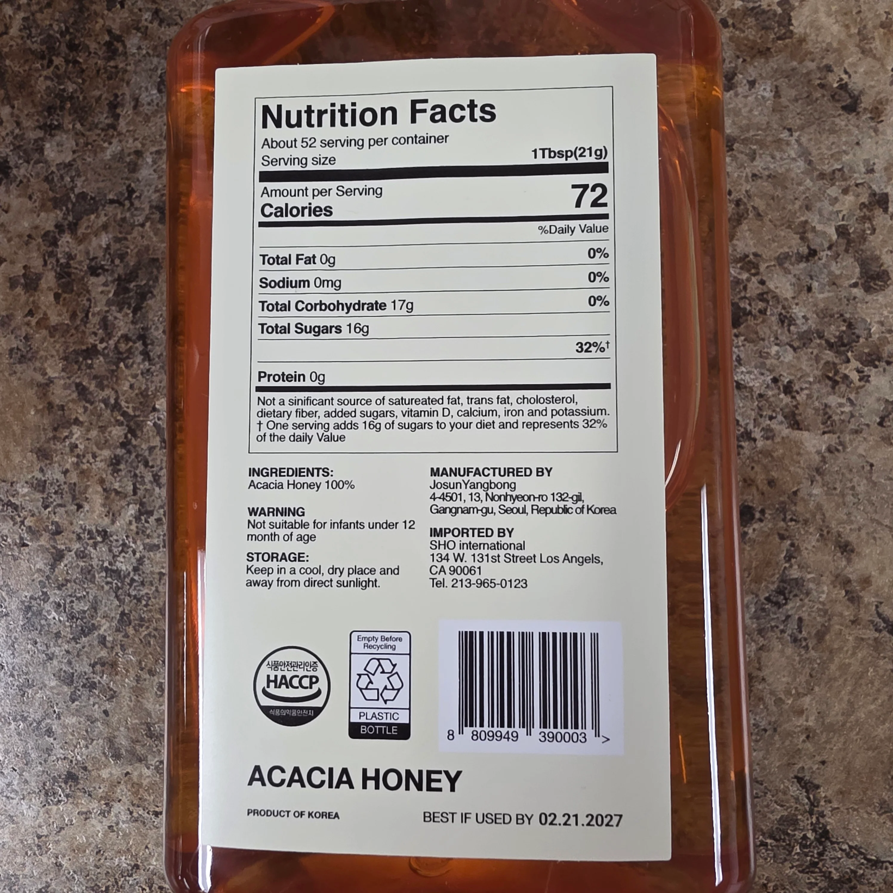 Josun YangBong Premium Acacia Flower Honey 460g (16.2oz) - Image 2
