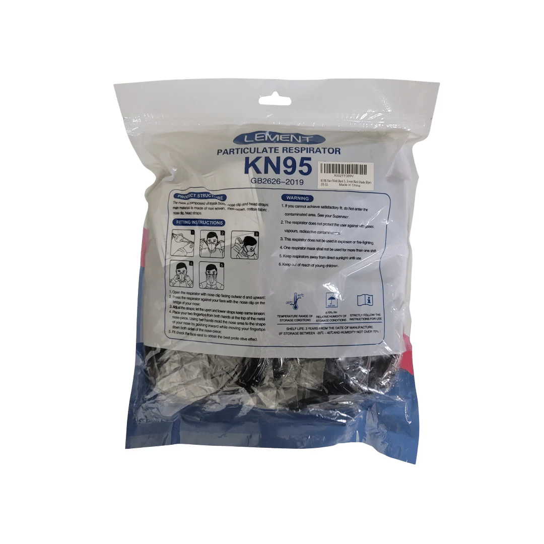 KN95 Face Mask Black 50 pcs - Image 2