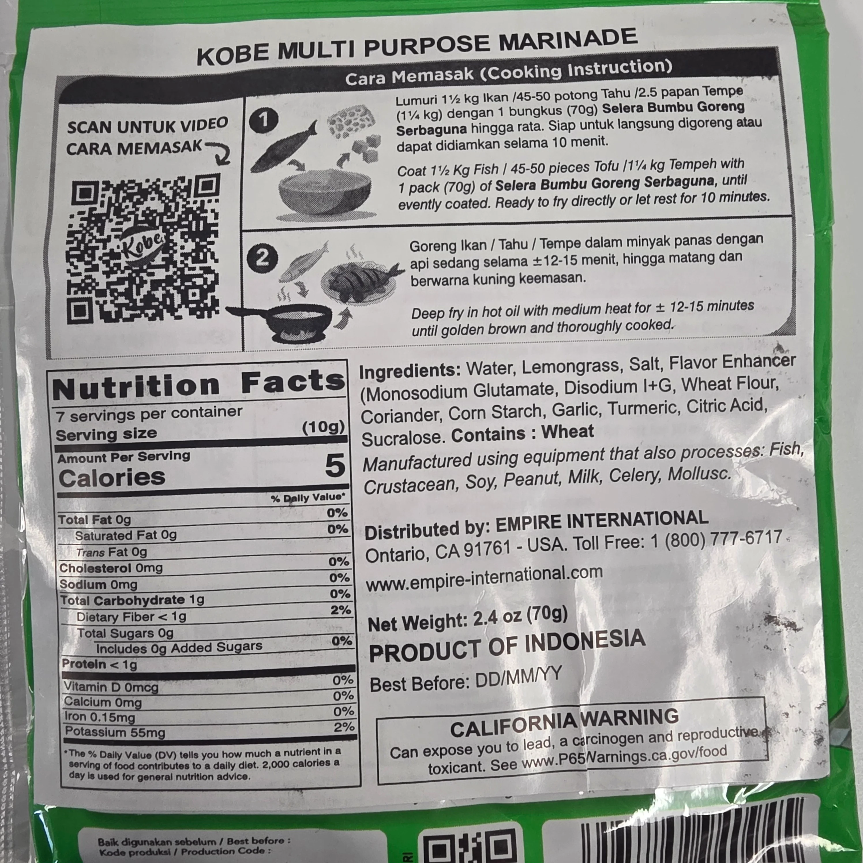 Kobe Selera Bumbu Goreng Serbaguna Ikan Tempe Tahu  2.4oz (70gr) - Image 2