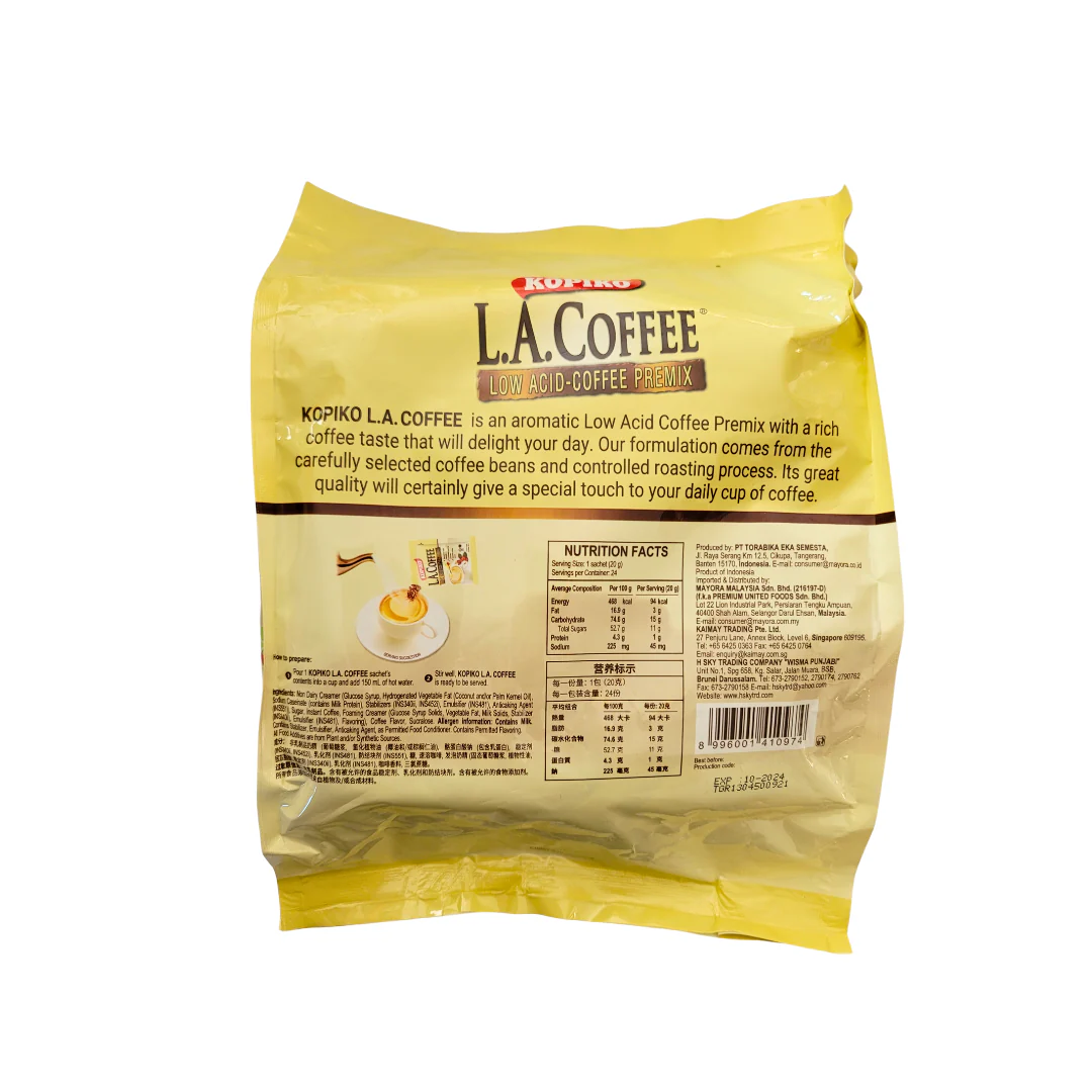 Kopiko L.A. Coffee Low Acid Coffee Premix 480 g (24 sachets) - Image 2