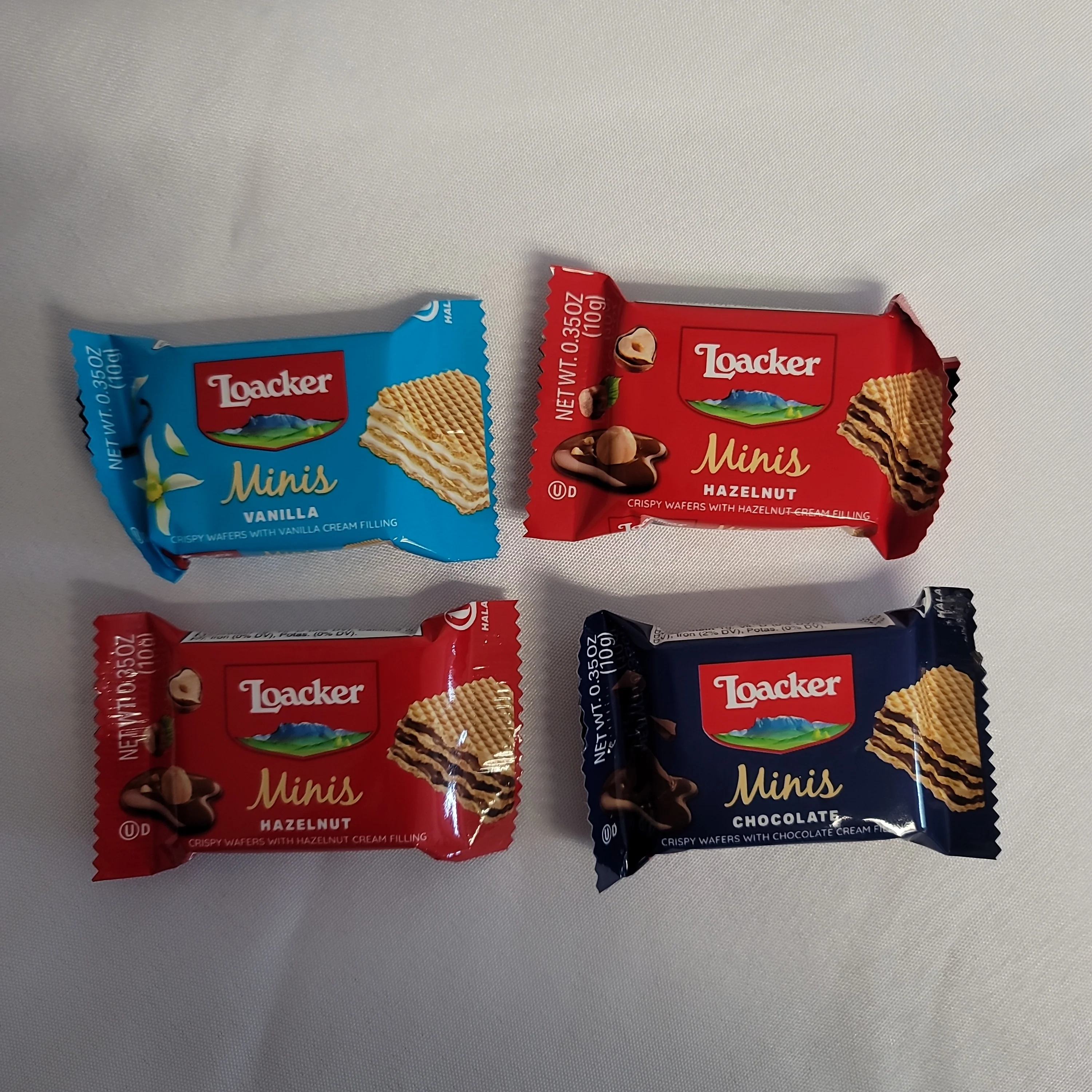 Loacker Wafer Minis Mix (4x10g) Random Hazelnut-Vanilla-Chocolate